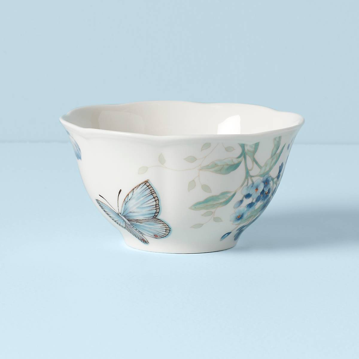 Butterfly Meadow Blue Ceramic Rice Bowl | Microwave & Dishwasher Safe