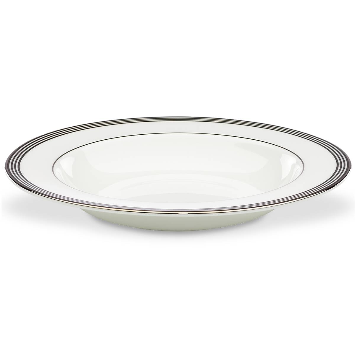 White Ceramic Pasta Bowl with Platinum Accents | Parker Place