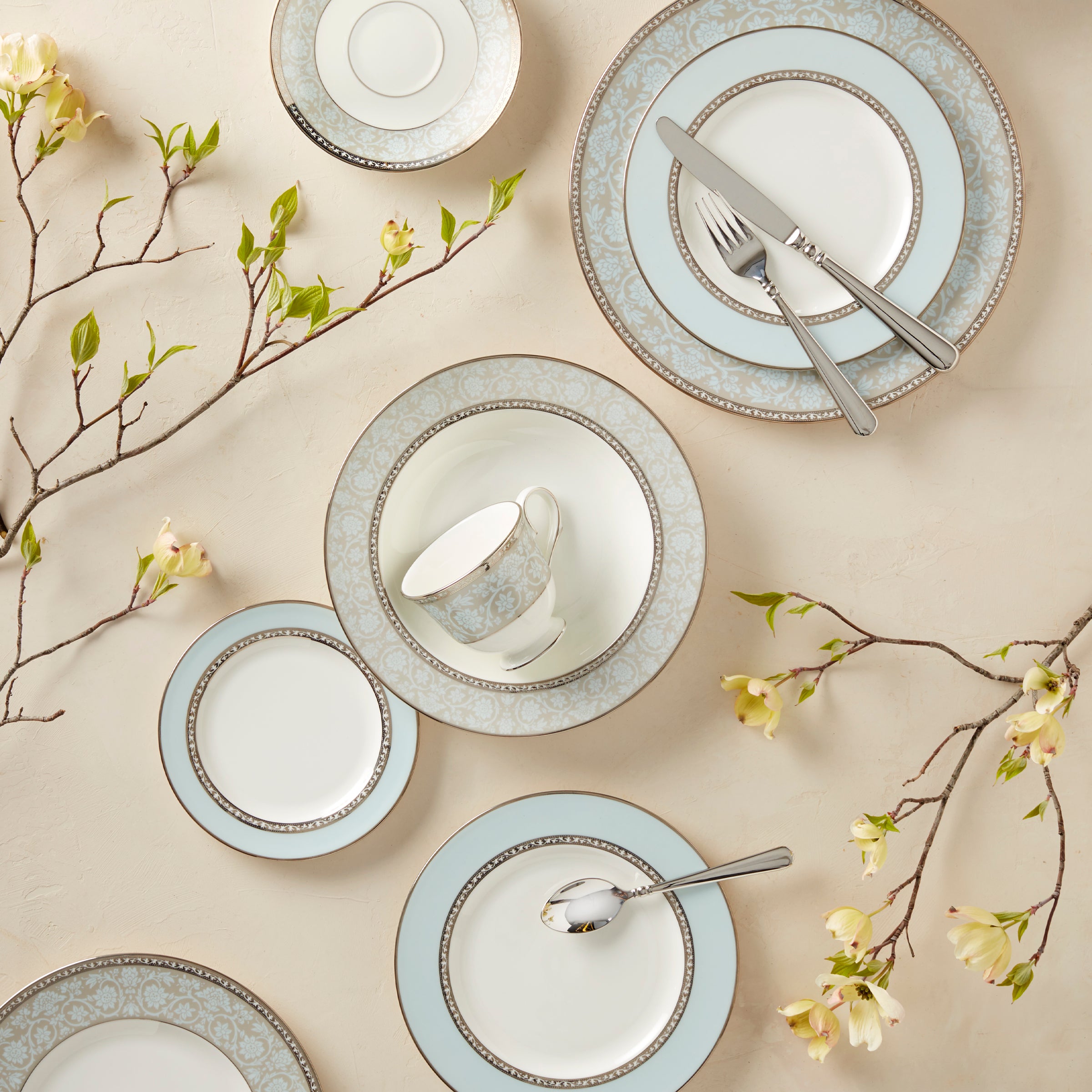 Platinum Trimmed Bone China Soup Bowl | Westmore