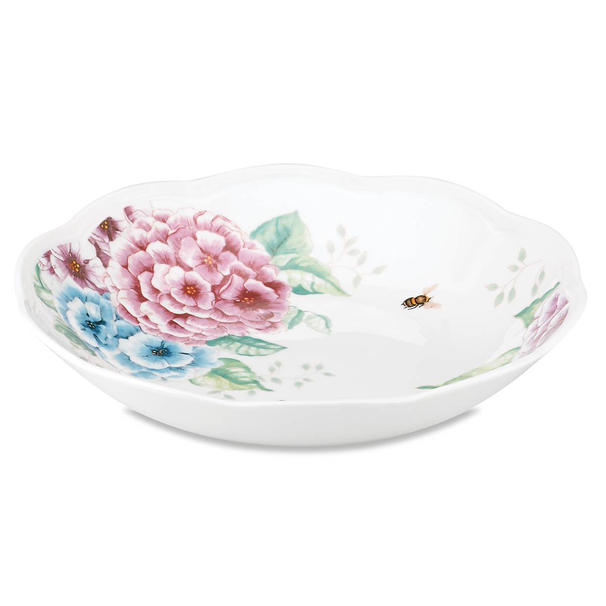 Hydrangea Pasta Bowl with Butterfly Meadow Design | Ceramic & Microwave-Safe