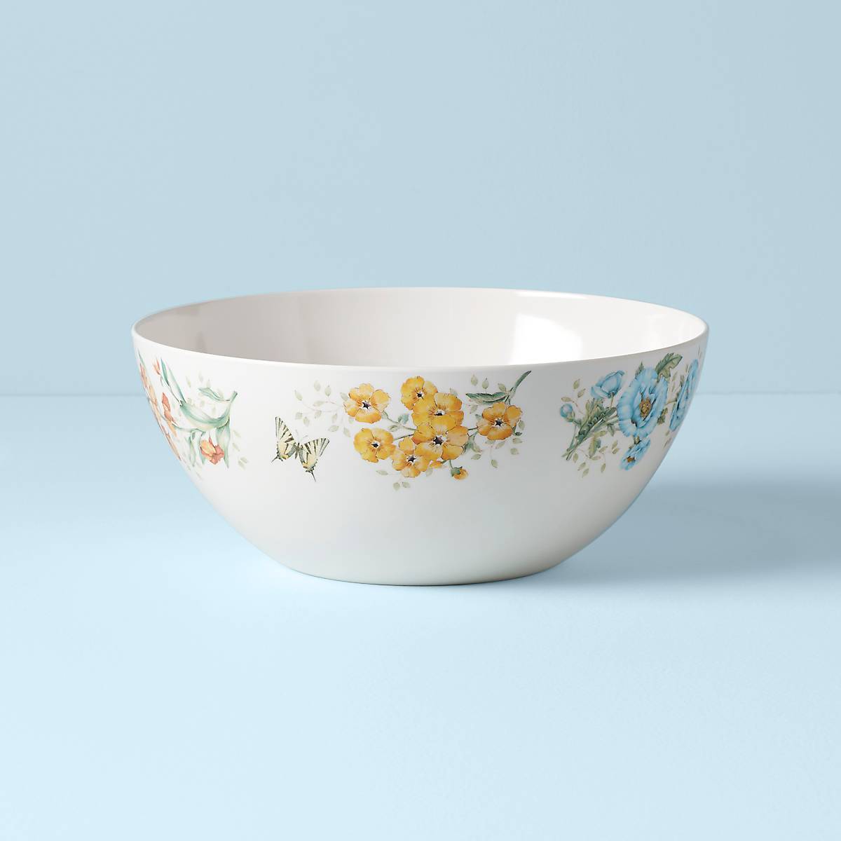 Melamine Serving Bowl with Butterfly Meadow Design | Shatterproof & Dishwasher-Safe