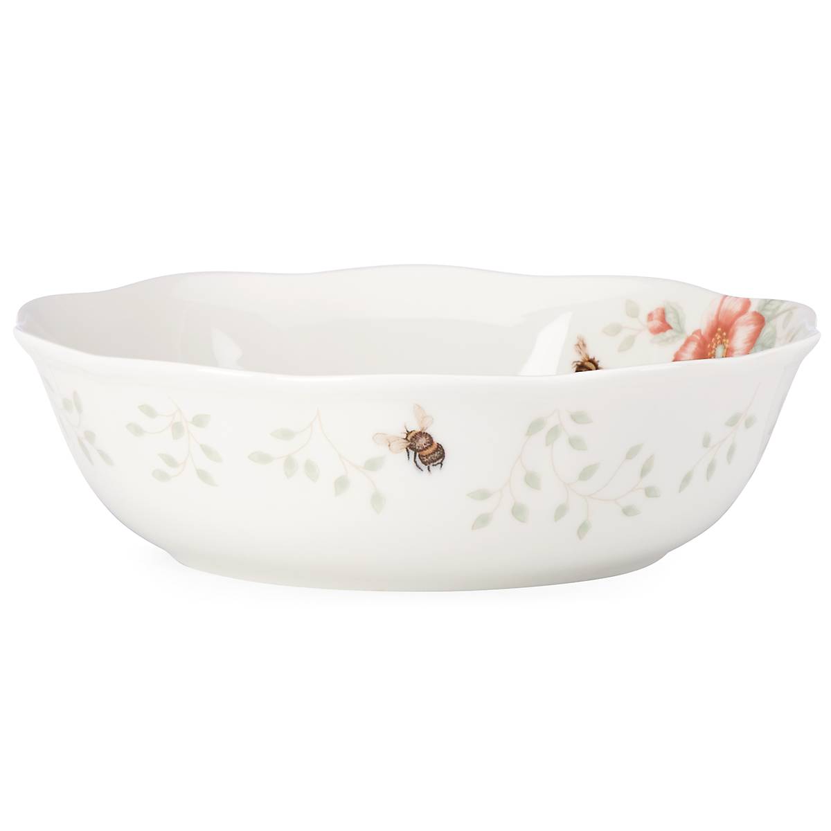 Scalloped Ceramic Soup Bowl with Butterfly Meadow Design | Microwave & Dishwasher Safe