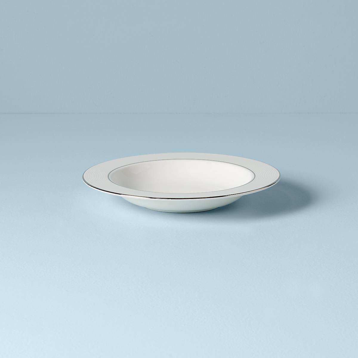 Elegant Platinum-Accented Bone China Soup Bowl | Opal Innocence