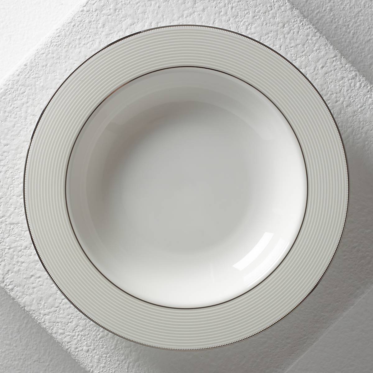 Elegant Platinum-Accented Bone China Soup Bowl | Opal Innocence