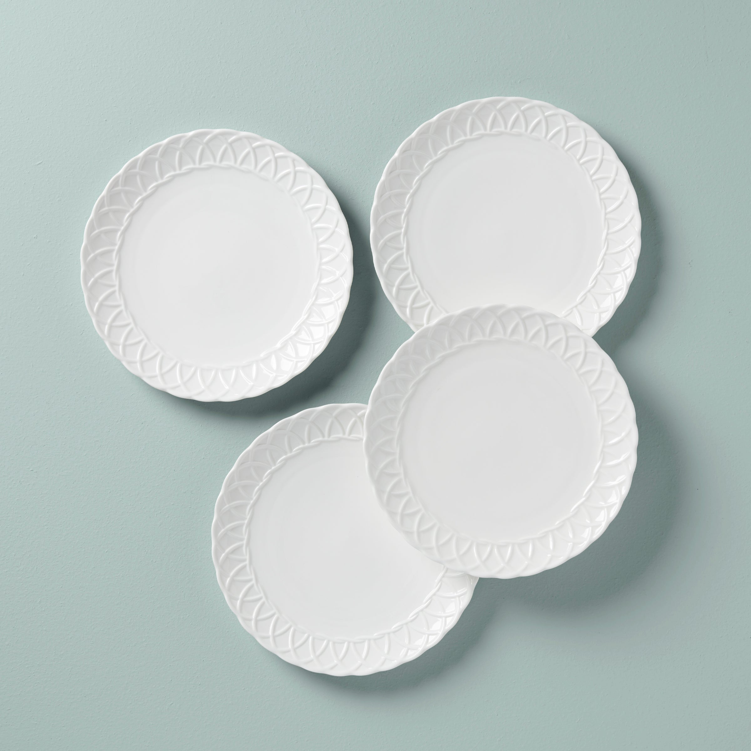 Wicker Texture Accent Plates - Set of 4 Bone China | Wicker Creek