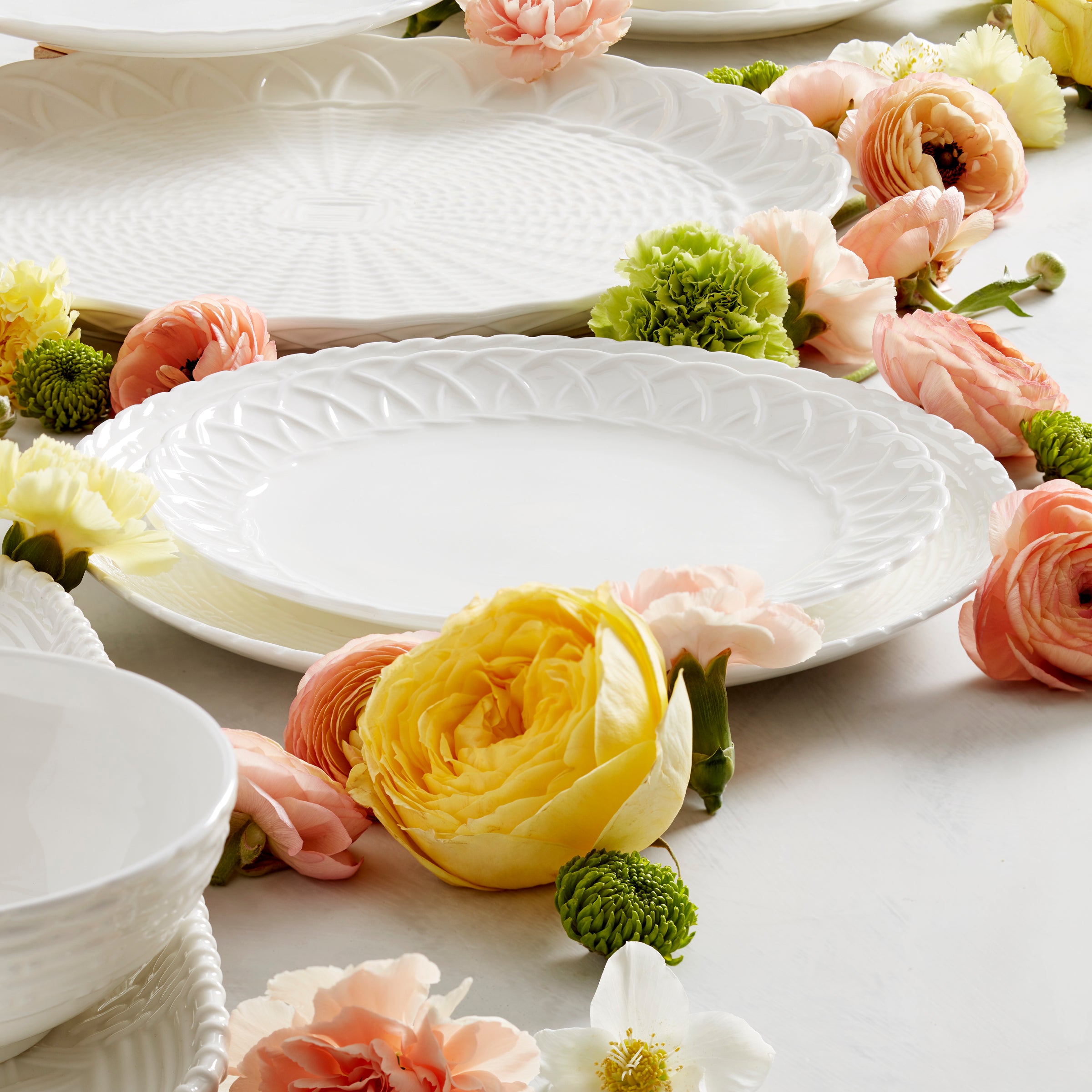 Wicker Texture Accent Plates - Set of 4 Bone China | Wicker Creek