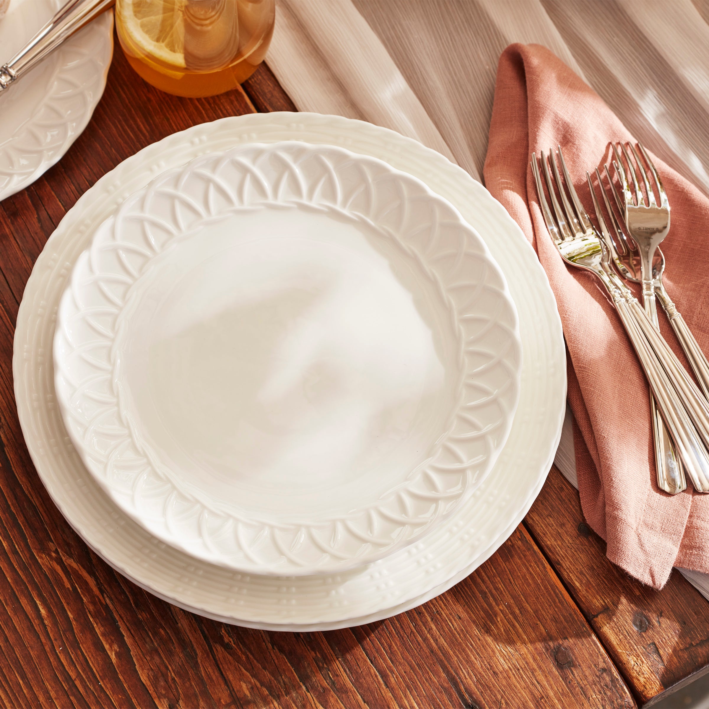 Wicker Texture Accent Plates - Set of 4 Bone China | Wicker Creek
