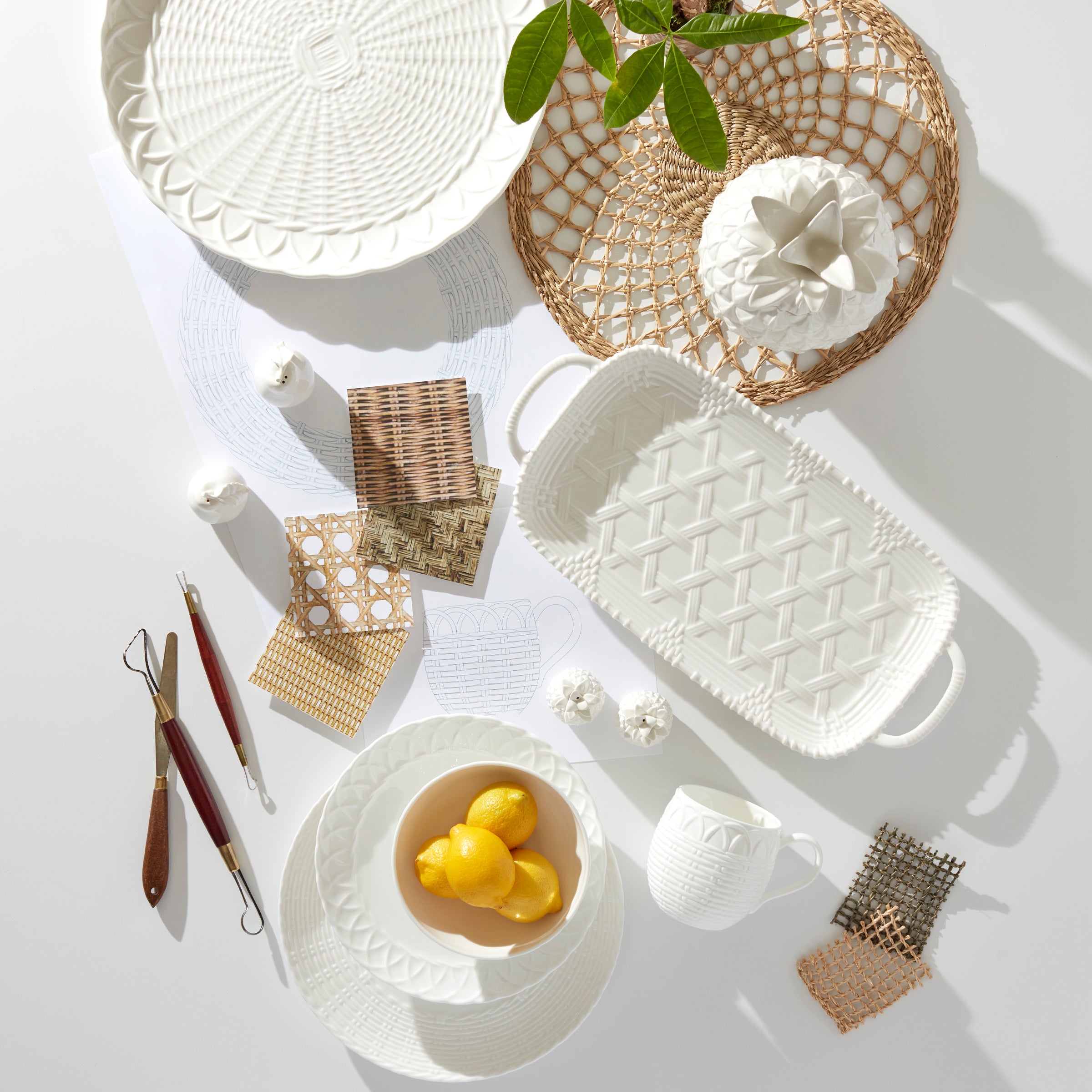 Wicker Texture Accent Plates - Set of 4 Bone China | Wicker Creek