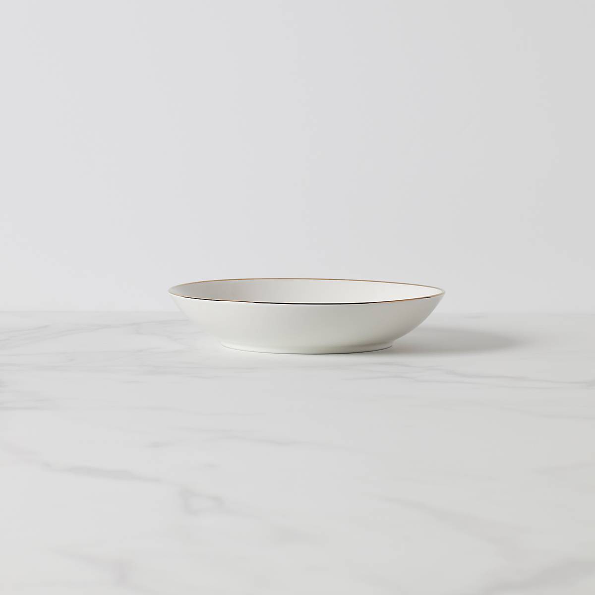 Large White Pasta Bowl with Gold Accents | Trianna Ceramic