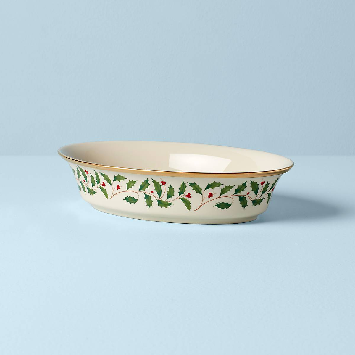 Holiday Porcelain Vegetable Bowl with Gold Trim | Lenox