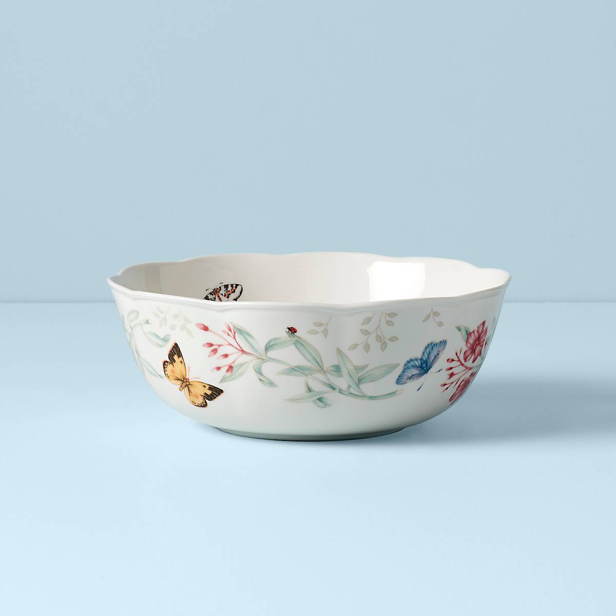 Large Ceramic Serving Bowl with Floral Design | Butterfly Meadow