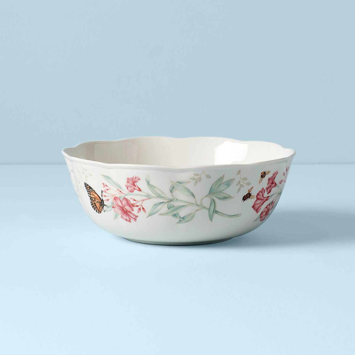 Large Ceramic Serving Bowl with Floral Design | Butterfly Meadow