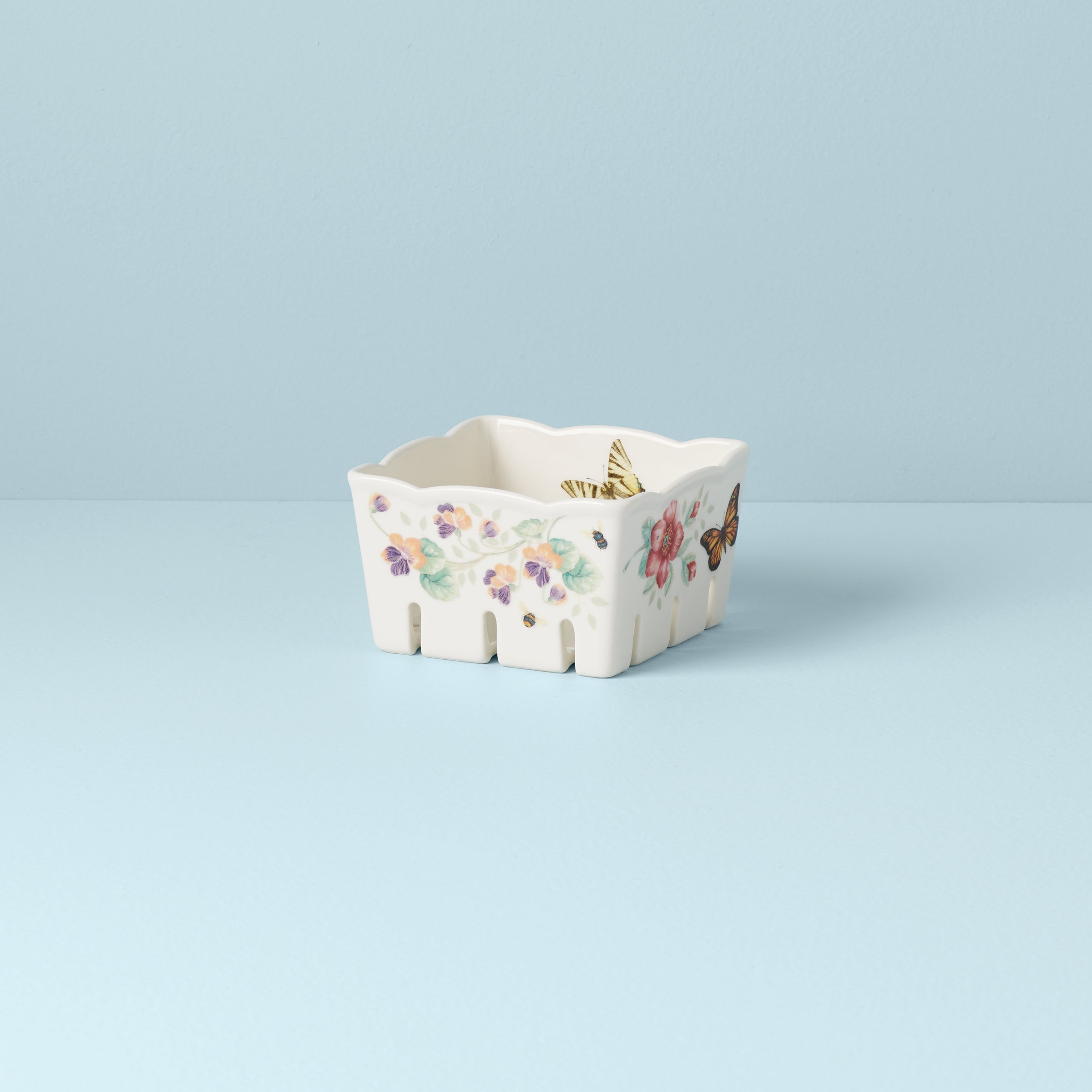 Porcelain Berry Bowl with Butterfly Meadow Design | Dishwasher-Safe
