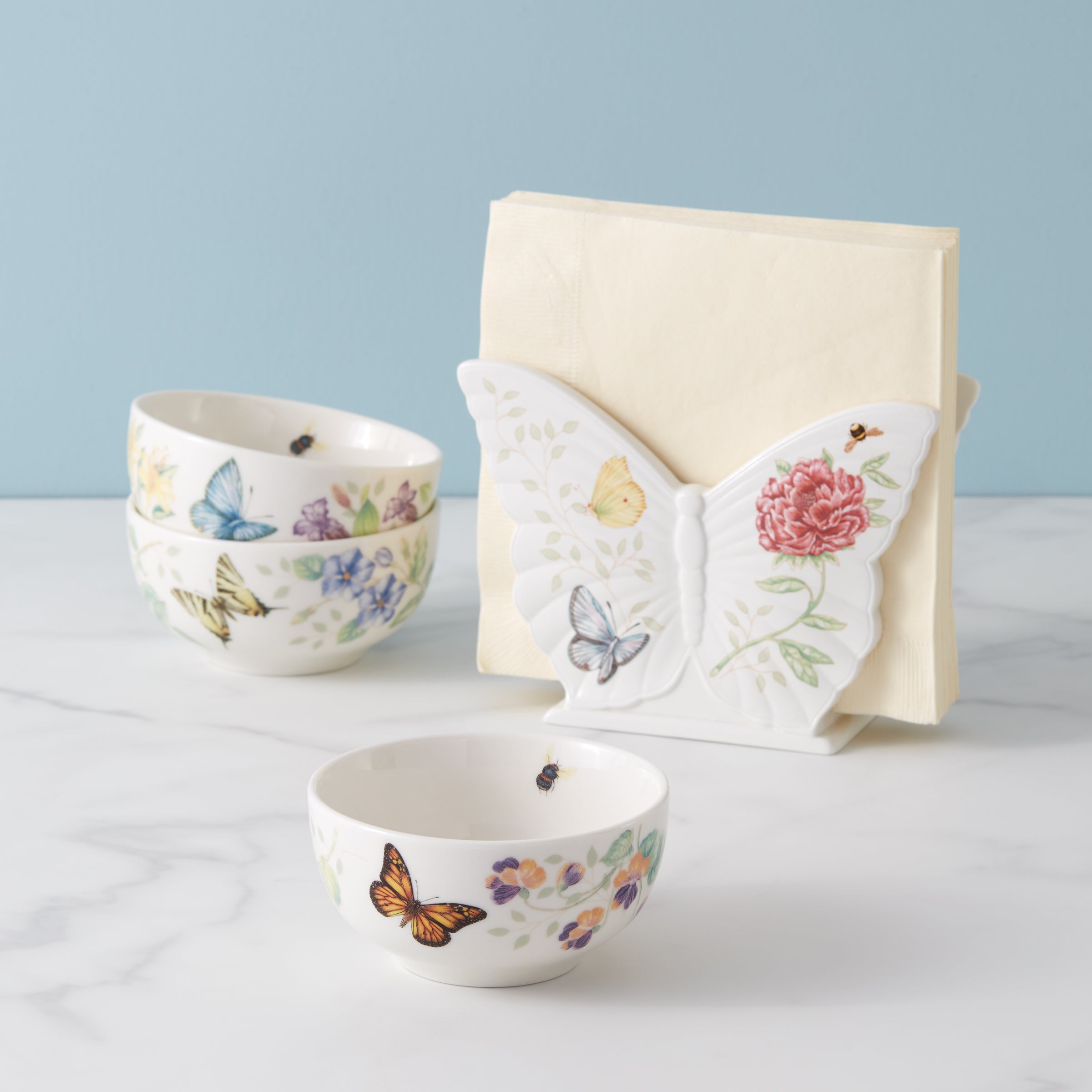 Butterfly Meadow Mini Bowls Set of 3 - Floral & Butterfly Design