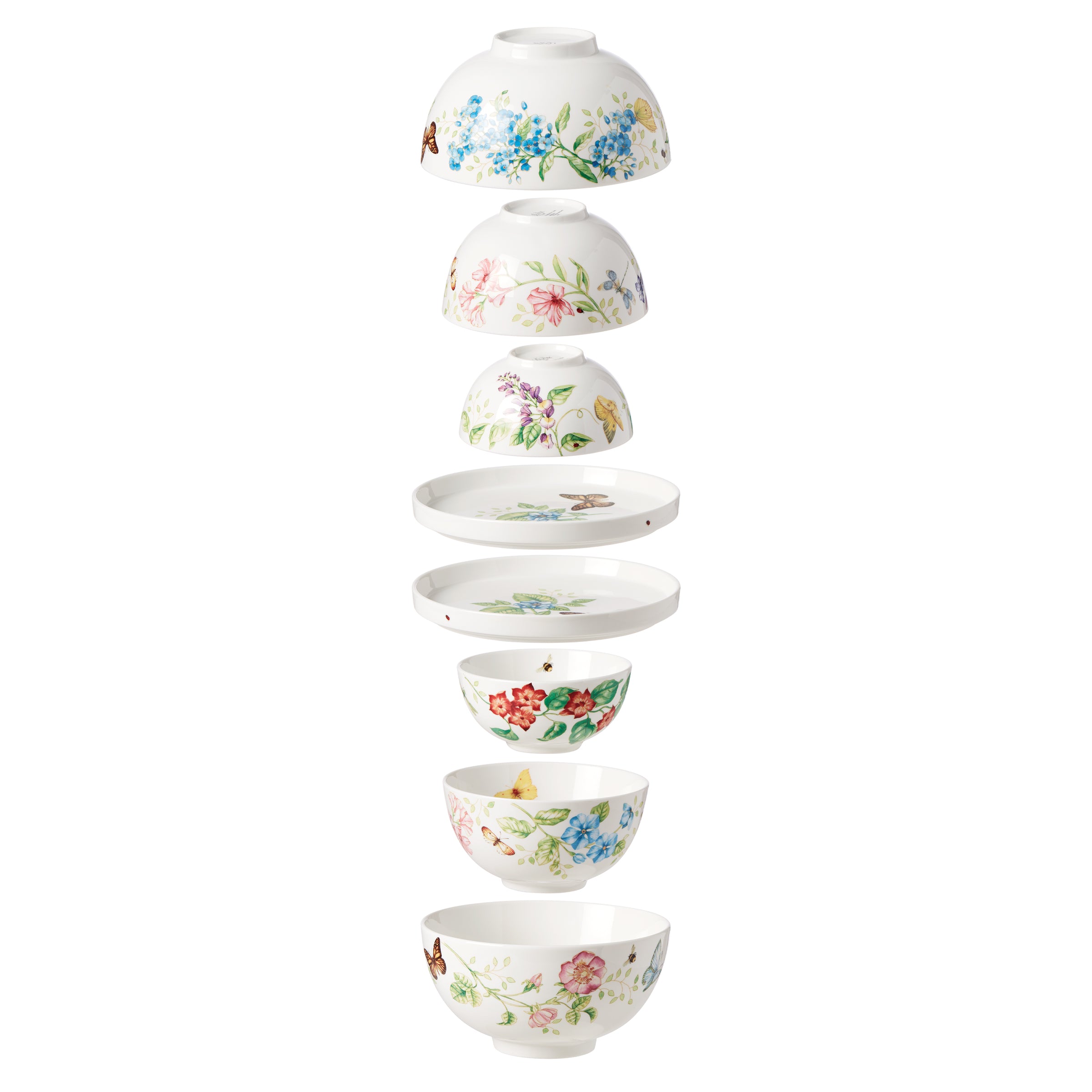 Butterfly Meadow Porcelain Dinnerware Set | 8-Piece Nesting Dishes