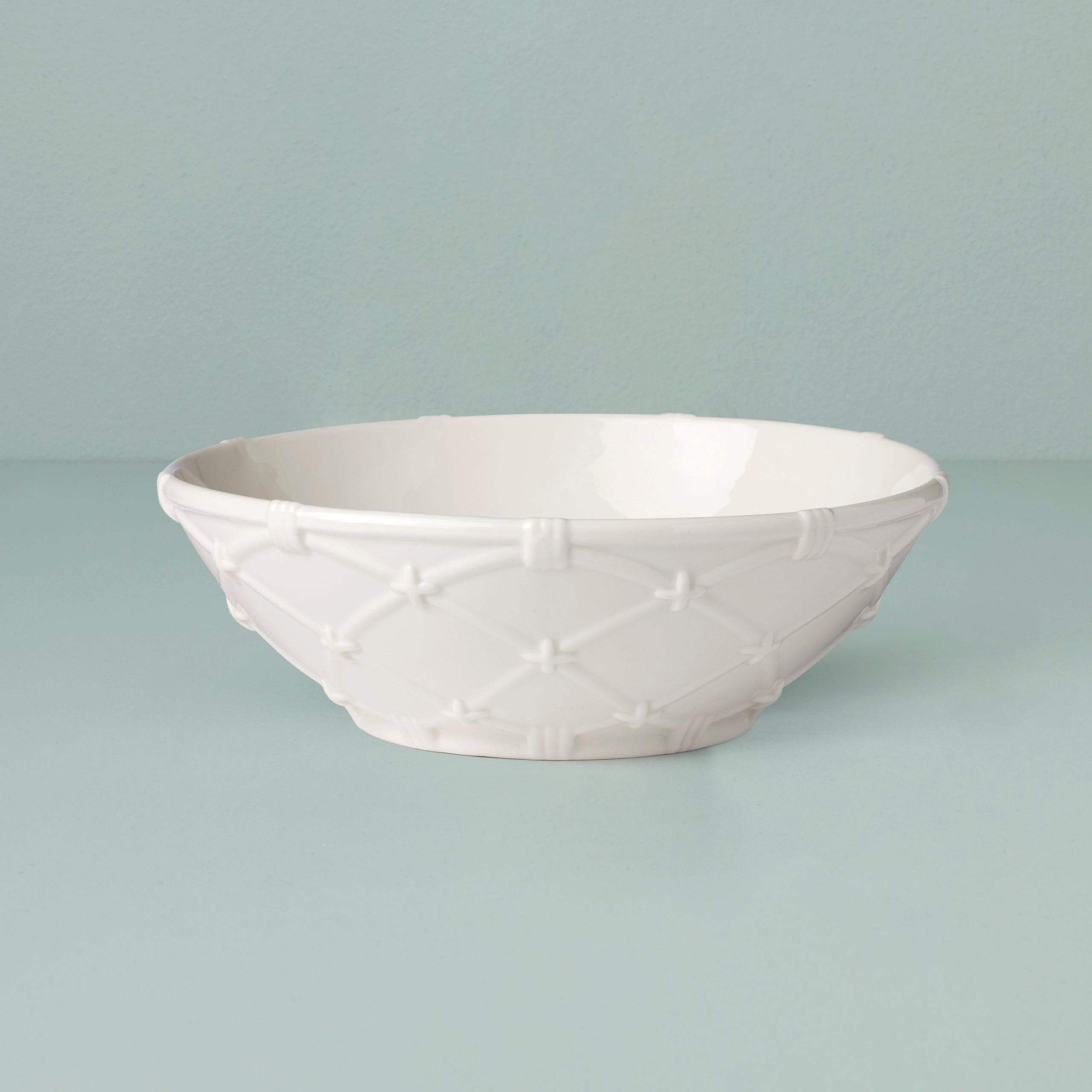 Wicker Basket Design Porcelain Serving Bowl | Rustic Tableware