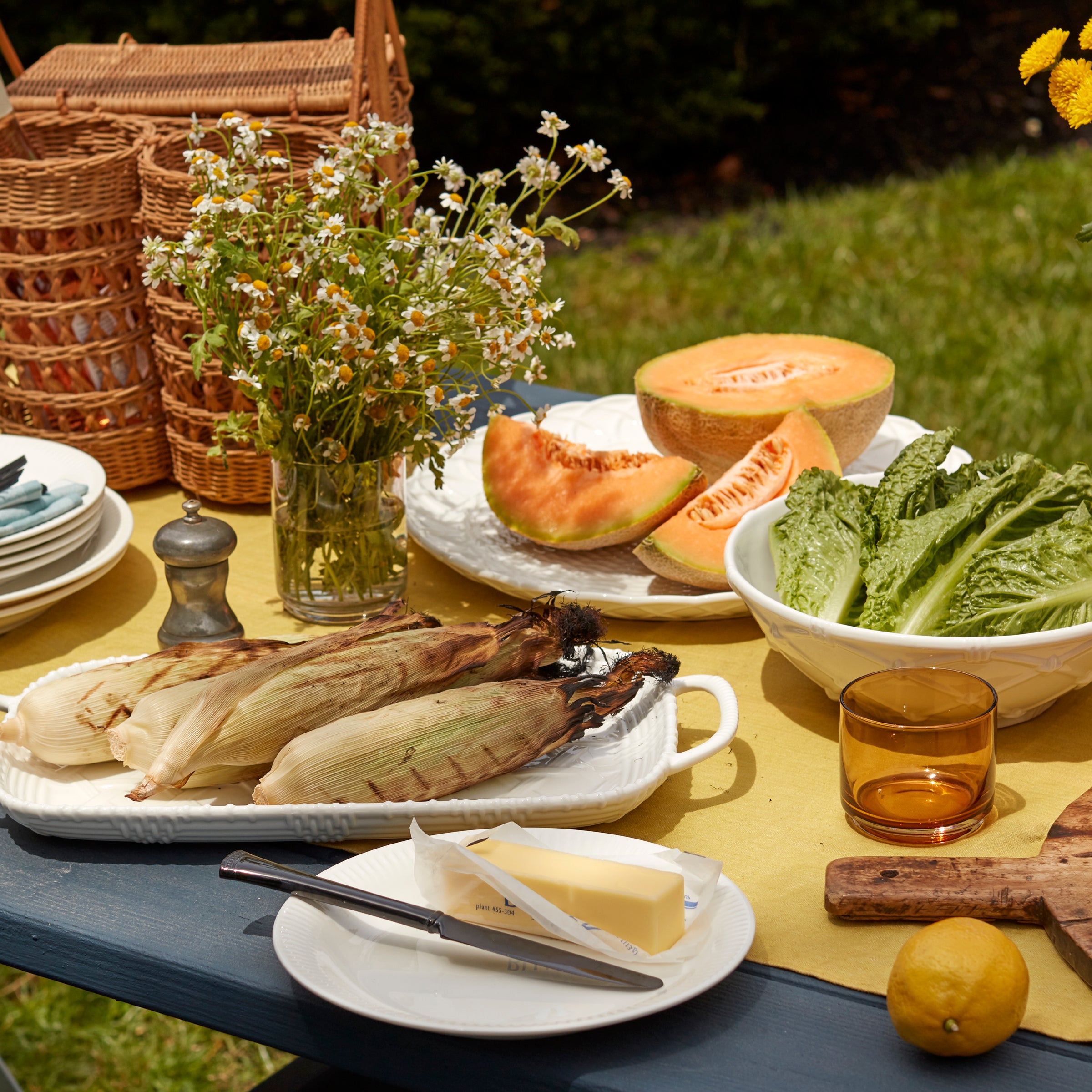 Wicker Basket Design Porcelain Serving Bowl | Rustic Tableware