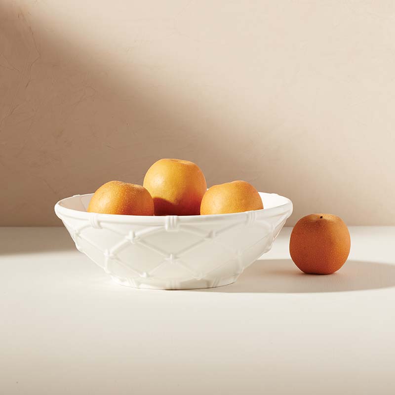 Wicker Basket Design Porcelain Serving Bowl | Rustic Tableware
