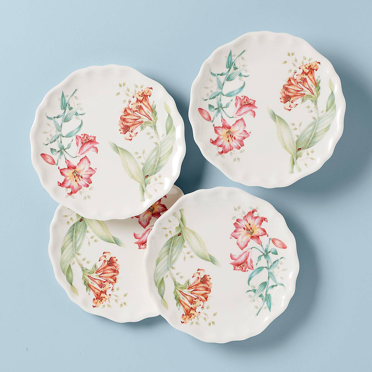 Scalloped Melamine Accent Plates - Set of 4 | Butterfly Meadow