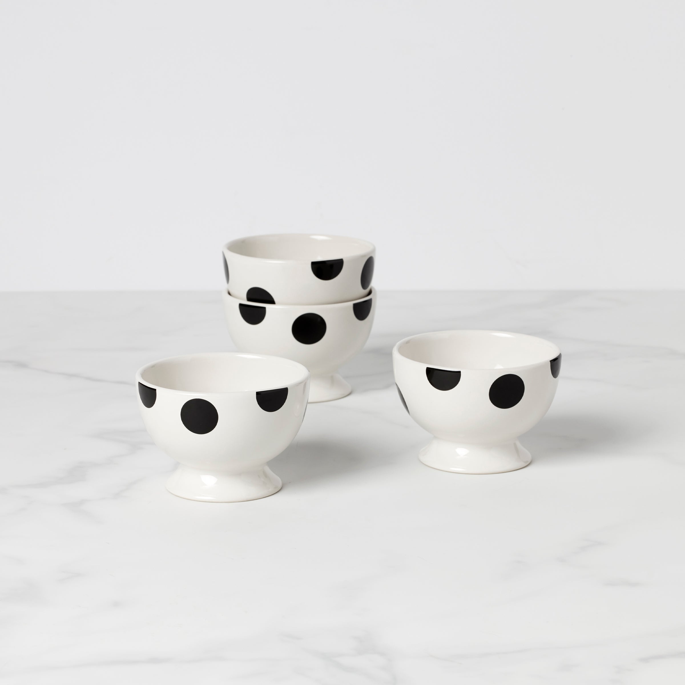 Polka Dot Dessert Bowls - Set of 4 Footed Bowls | On The Dot