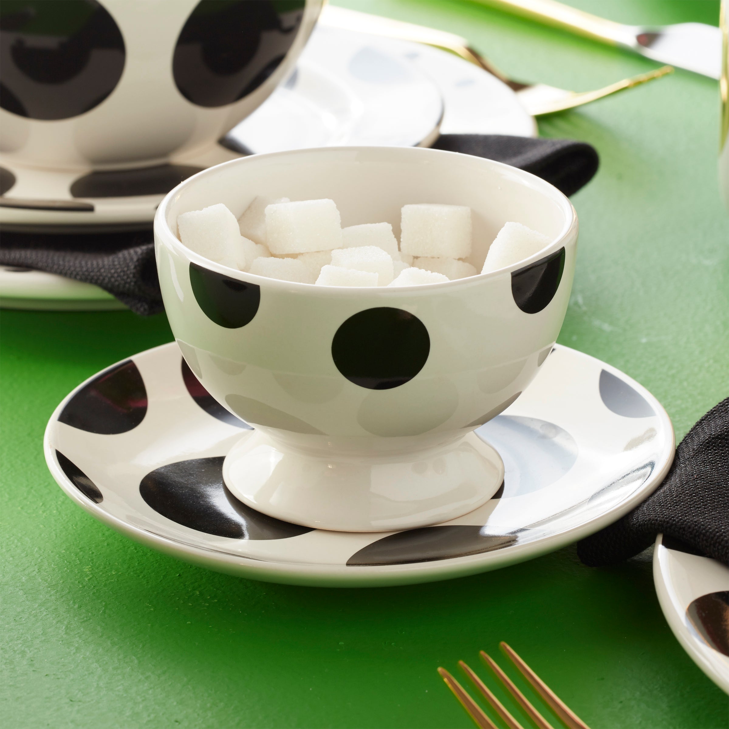 Polka Dot Dessert Bowls - Set of 4 Footed Bowls | On The Dot