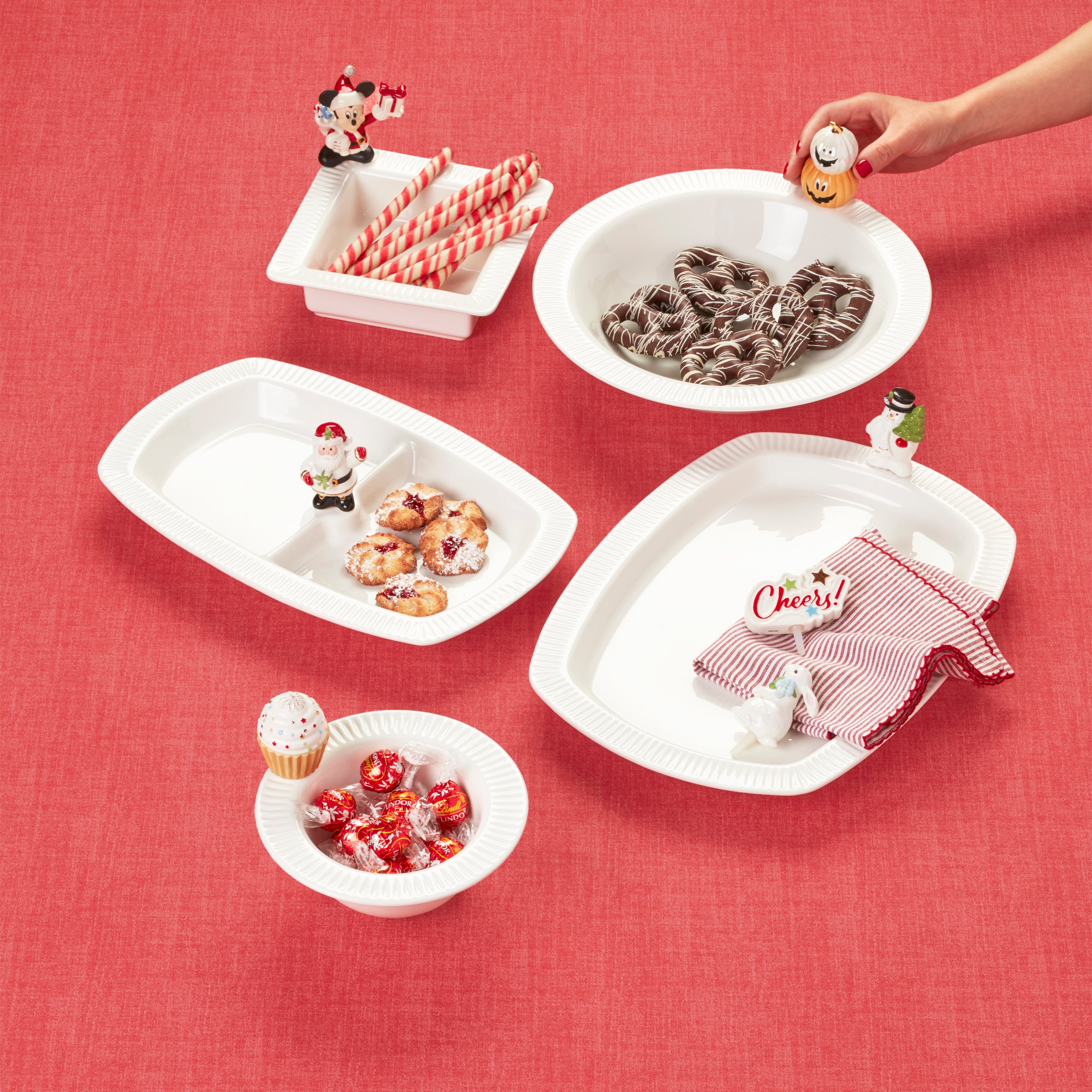 Porcelain Party Bowl for Nuts & Dips with Charm Holder | Profile Poppers
