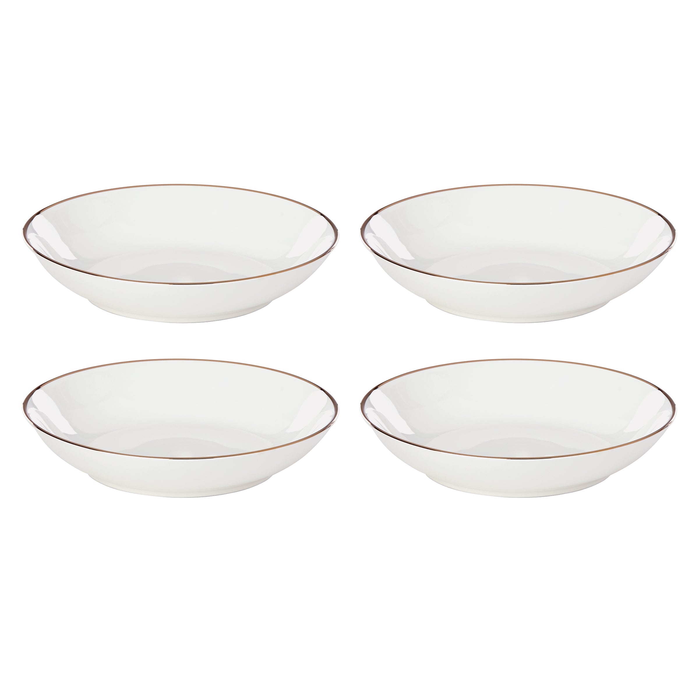 Blush Pink Pasta Bowls Set of 4 with Gold Trim | Trianna Ceramic