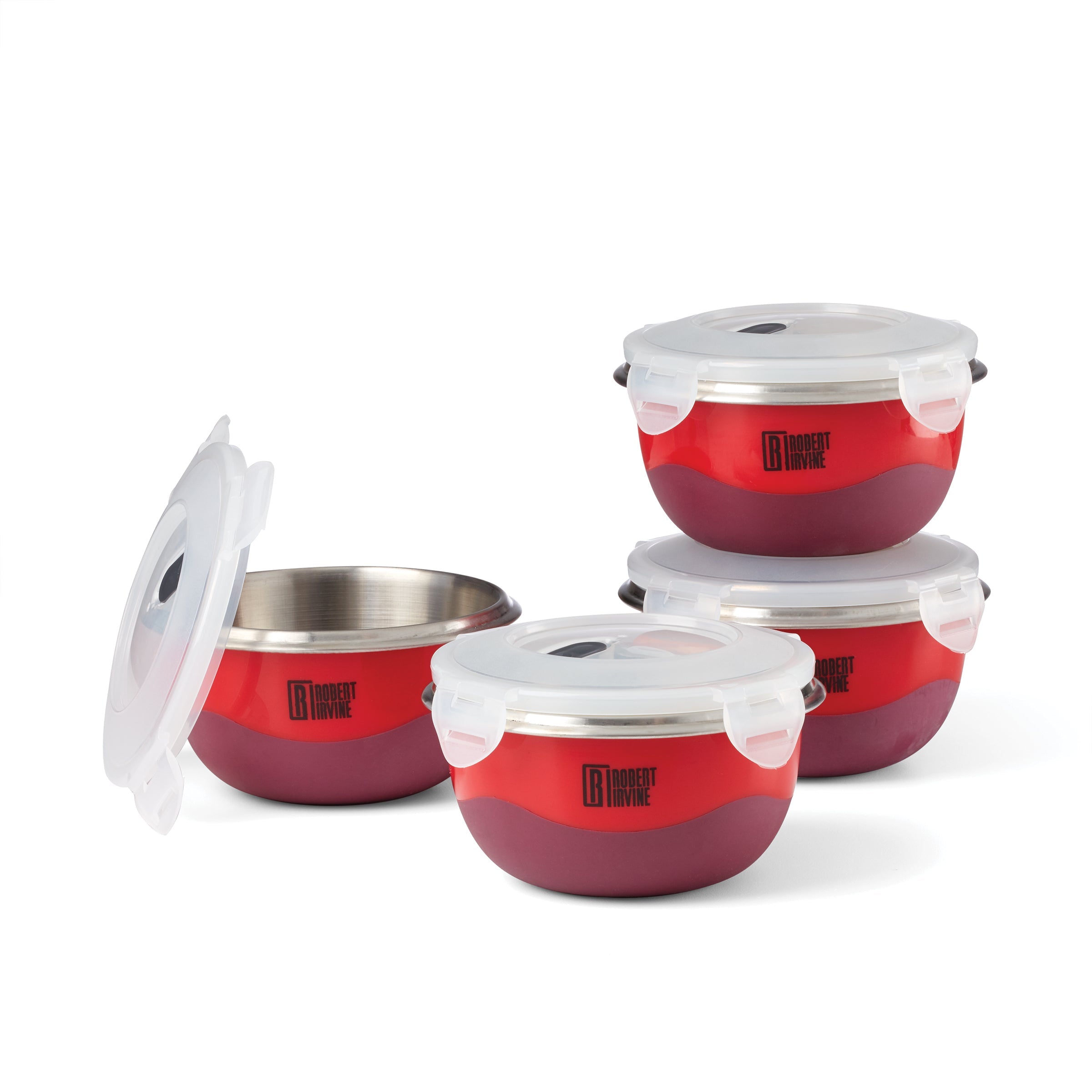 Stainless Steel Prep Bowls with Vented Lids - Set of 4 | Robert Irvine
