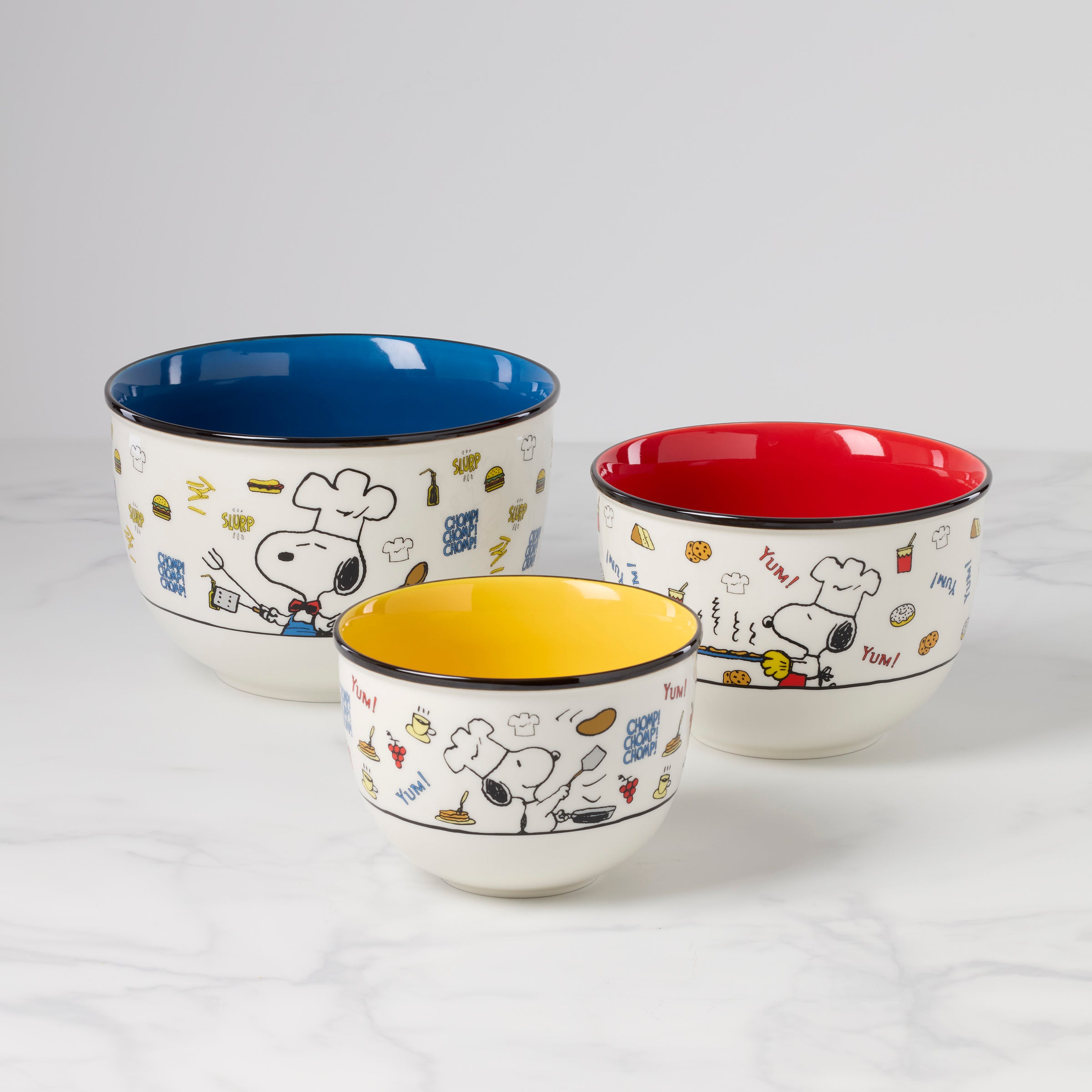 Chef Snoopy 3-Piece Bowl Set for Kitchen & Dining | Peanuts Collection