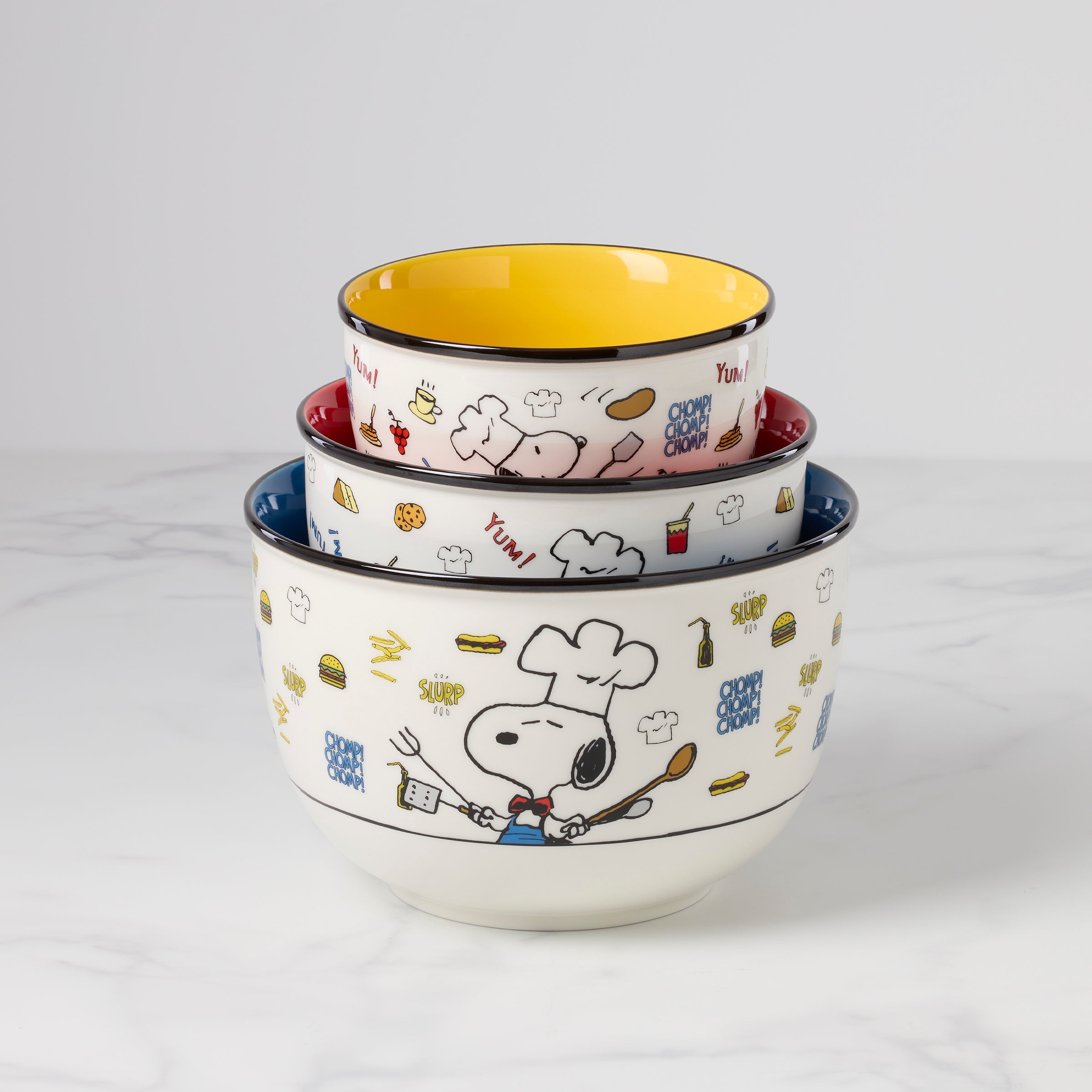 Chef Snoopy 3-Piece Bowl Set for Kitchen & Dining | Peanuts Collection