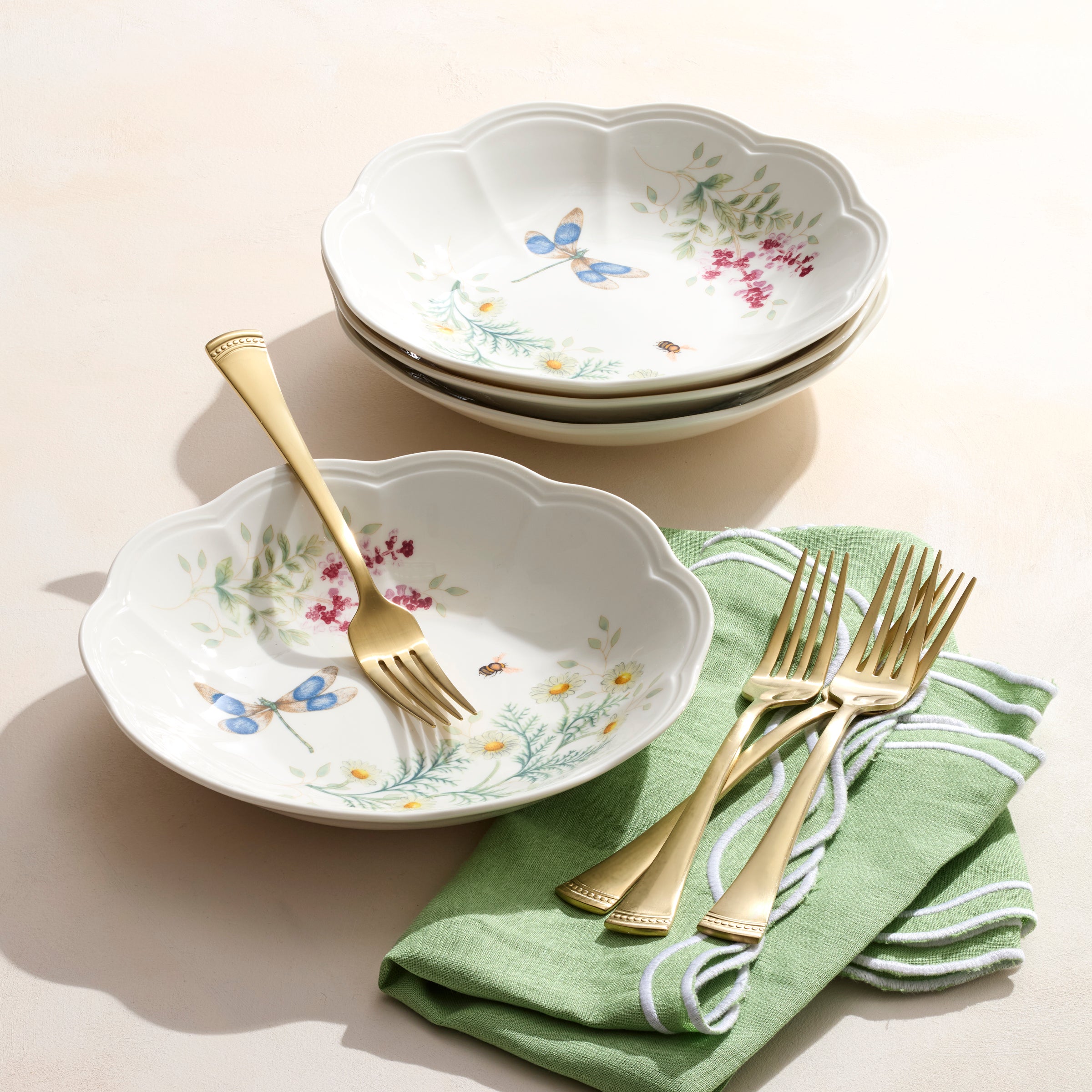 Herb-Inspired Pasta Bowls Set of 4 | Butterfly Meadow
