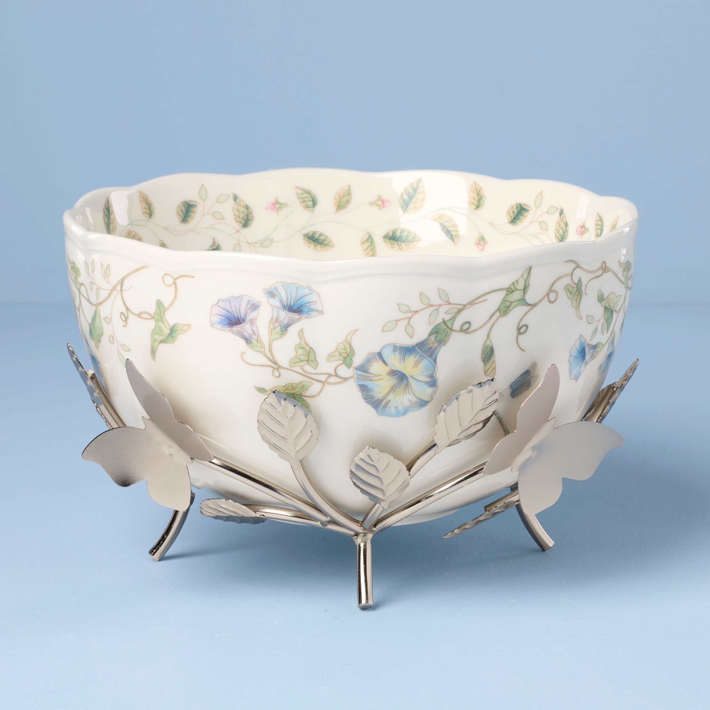 25th Anniversary Butterfly Meadow Bowl with Stand | Decorative Collectible