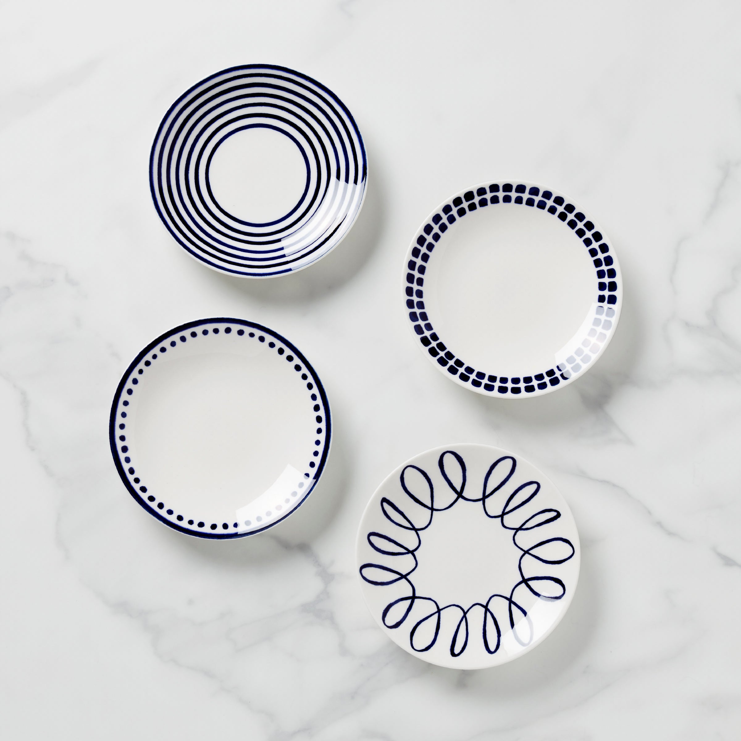 Set of 4 Decorative Tidbit Plates with Organic Patterns | Charlotte Street