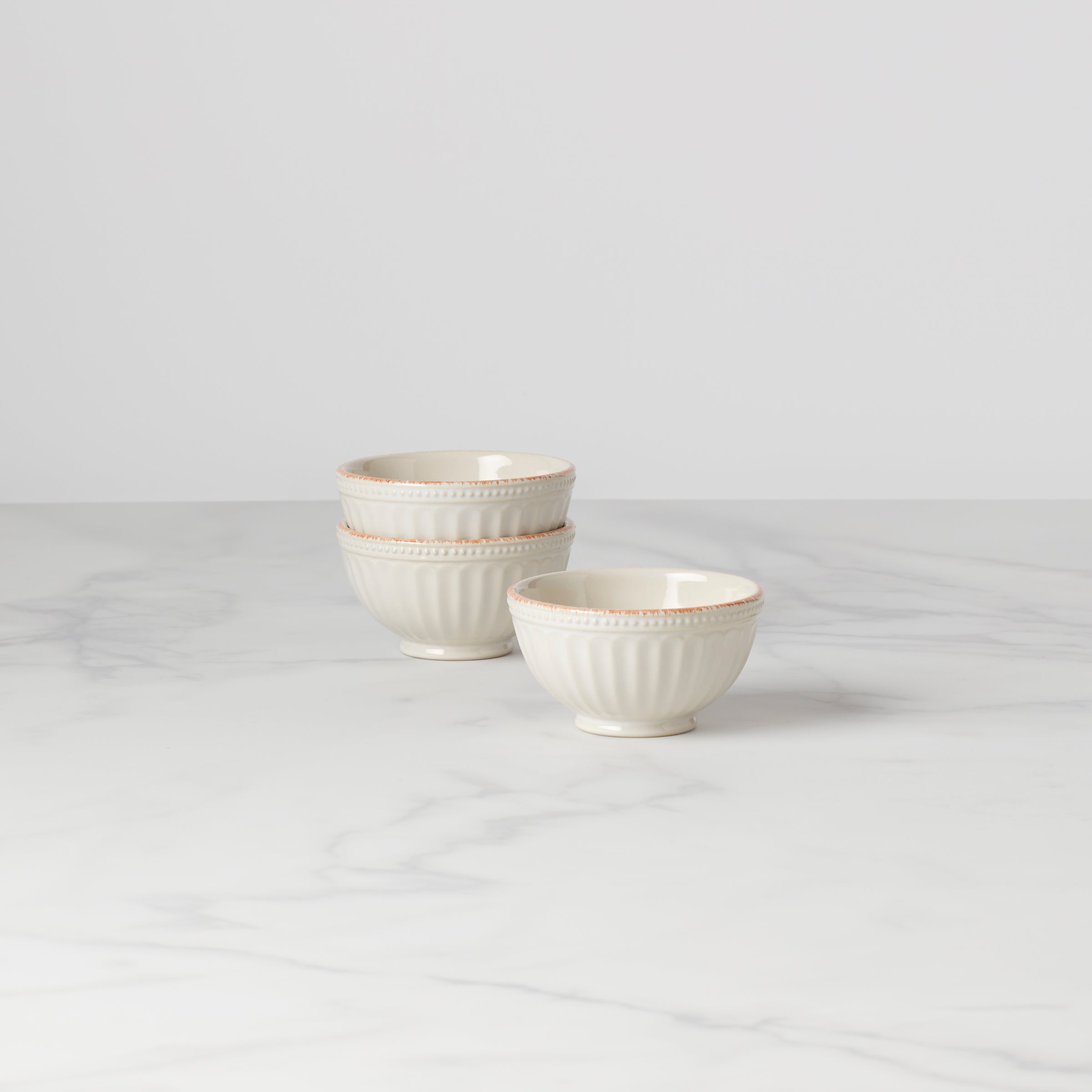 Ceramic Mini Bowl Set with Rustic Grooves | French Perle
