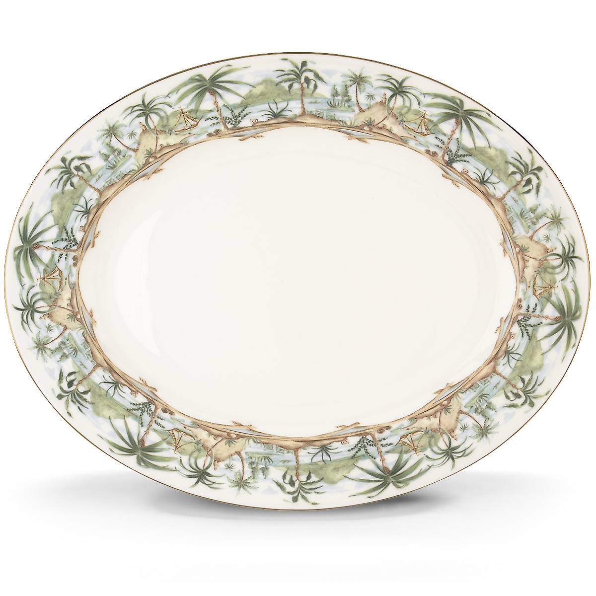 British Colonial Porcelain Serving Platter | Tropical Island Design