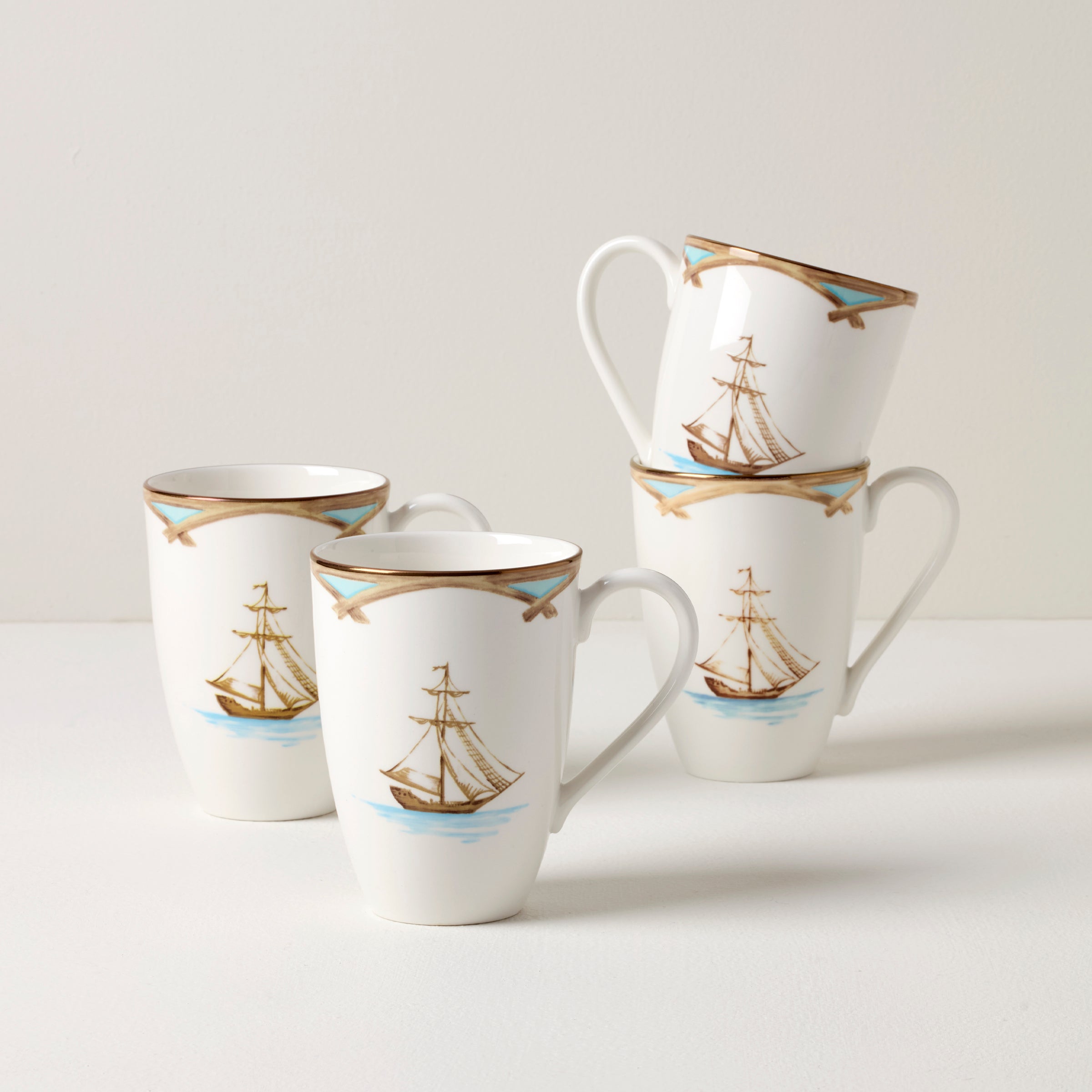 British Colonial Porcelain Mugs Set of 4 | Tradewind Design