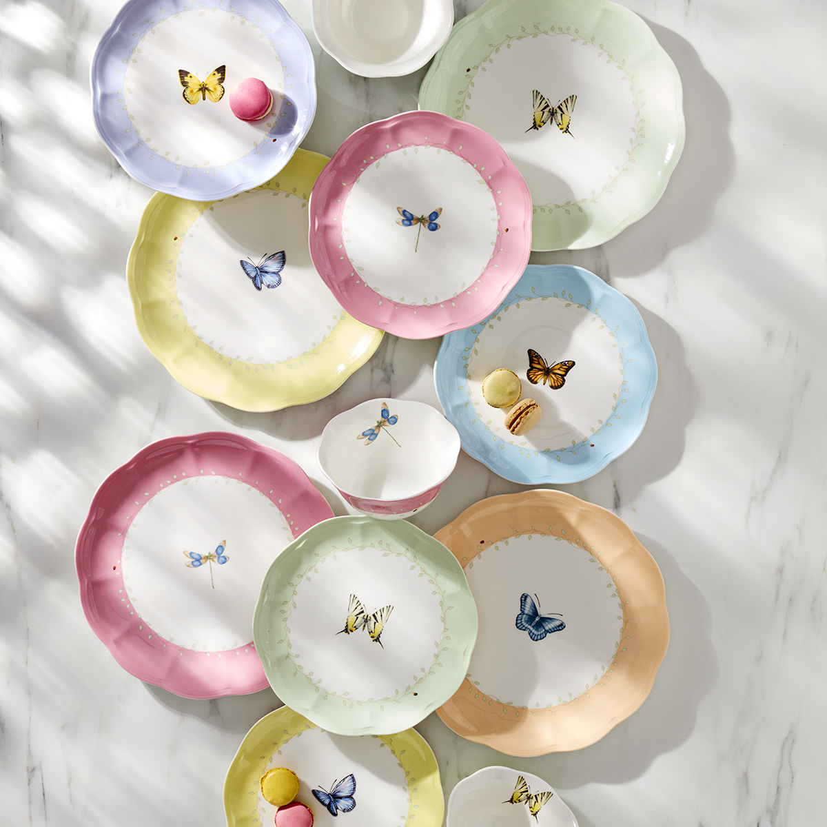 Butterfly Meadow 18-Piece Dinnerware Set in Pastel Colors | Charming Tabletop