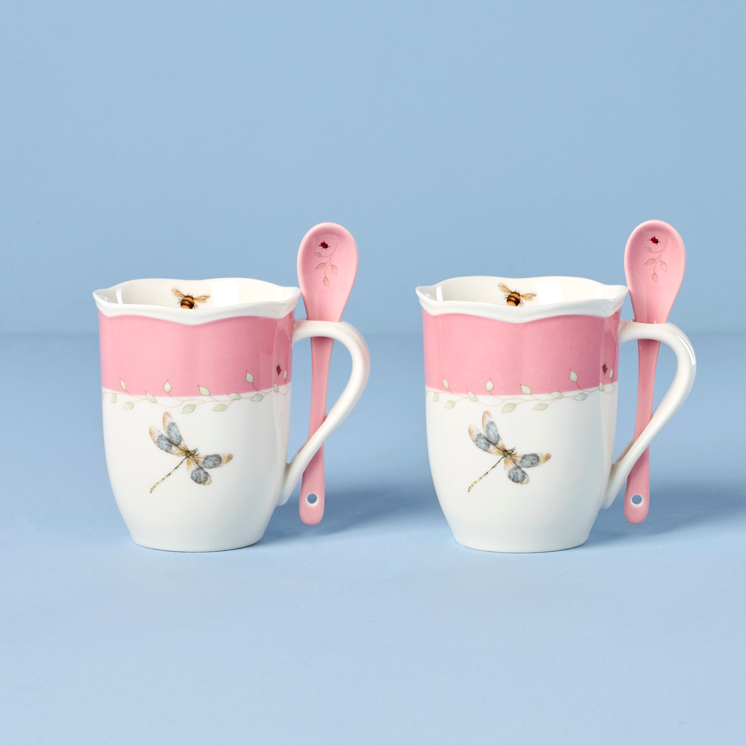Butterfly Meadow Pink Mug & Spoon Set - 2 Piece Pastel Collection