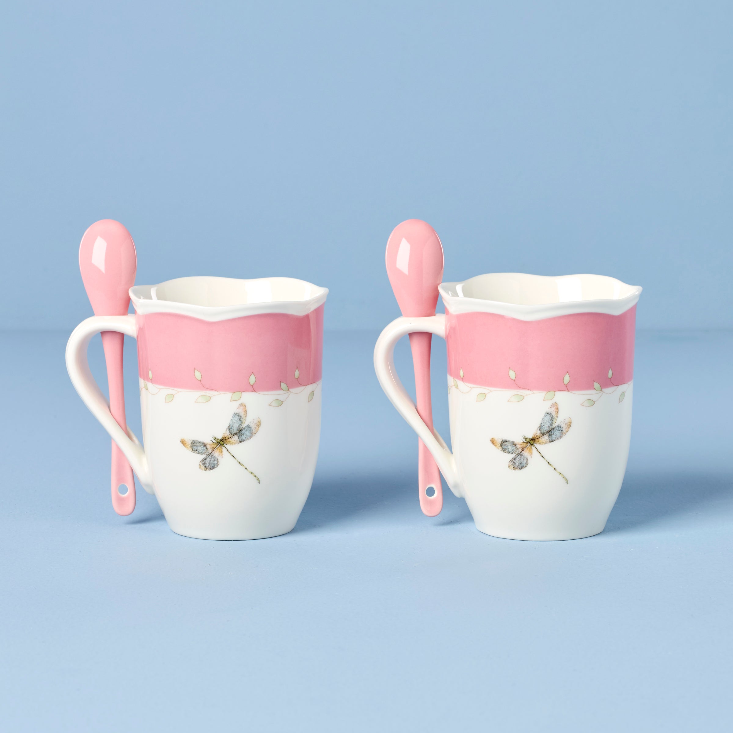 Butterfly Meadow Pink Mug & Spoon Set - 2 Piece Pastel Collection
