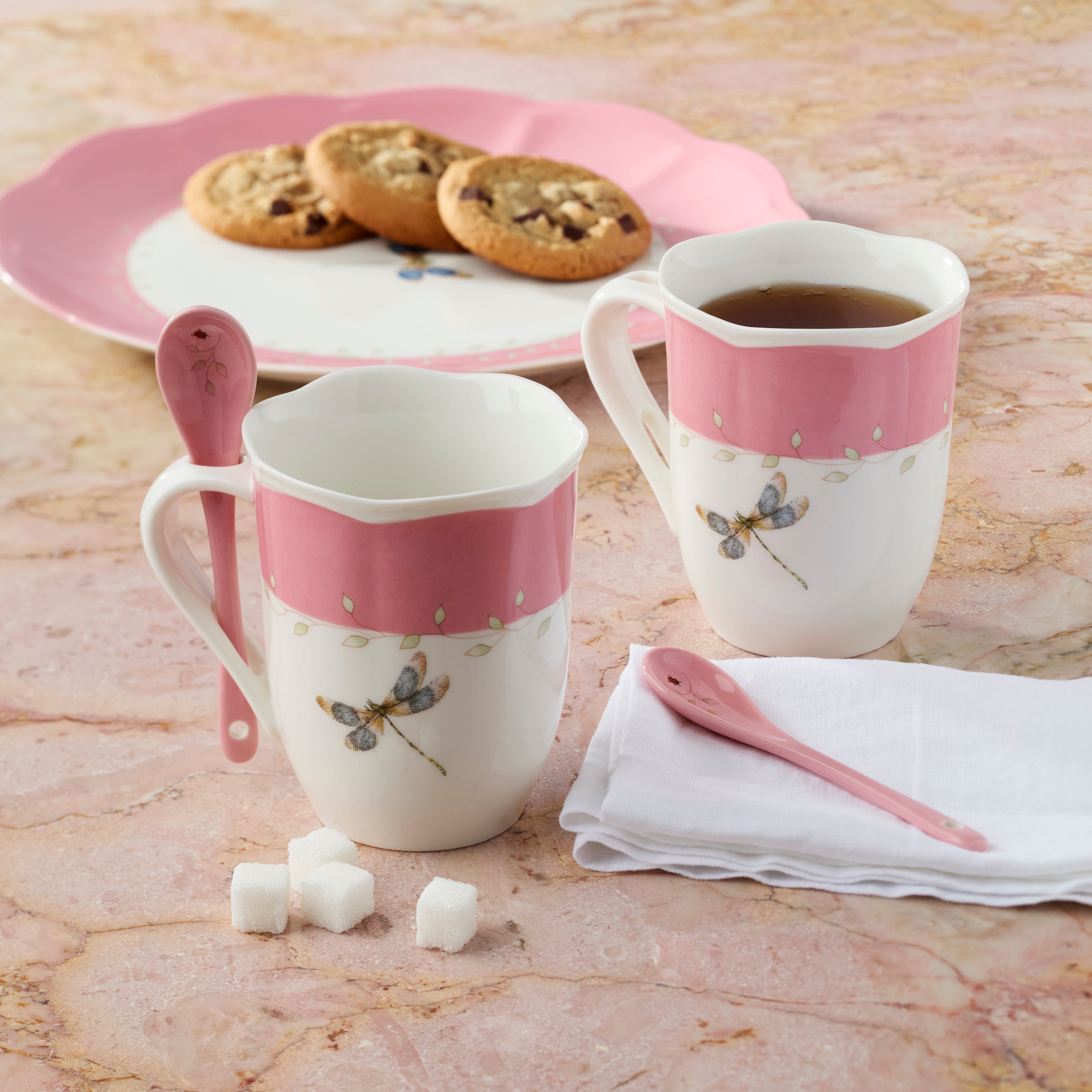 Butterfly Meadow Pink Mug & Spoon Set - 2 Piece Pastel Collection