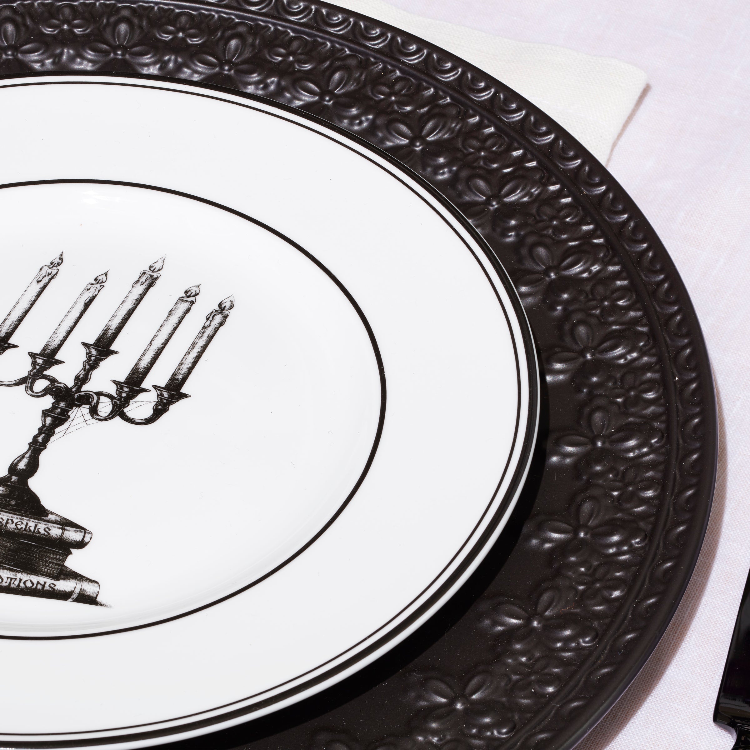 Vintage Halloween Porcelain Dessert Plates - Set of 4 with Hand-Drawn Art