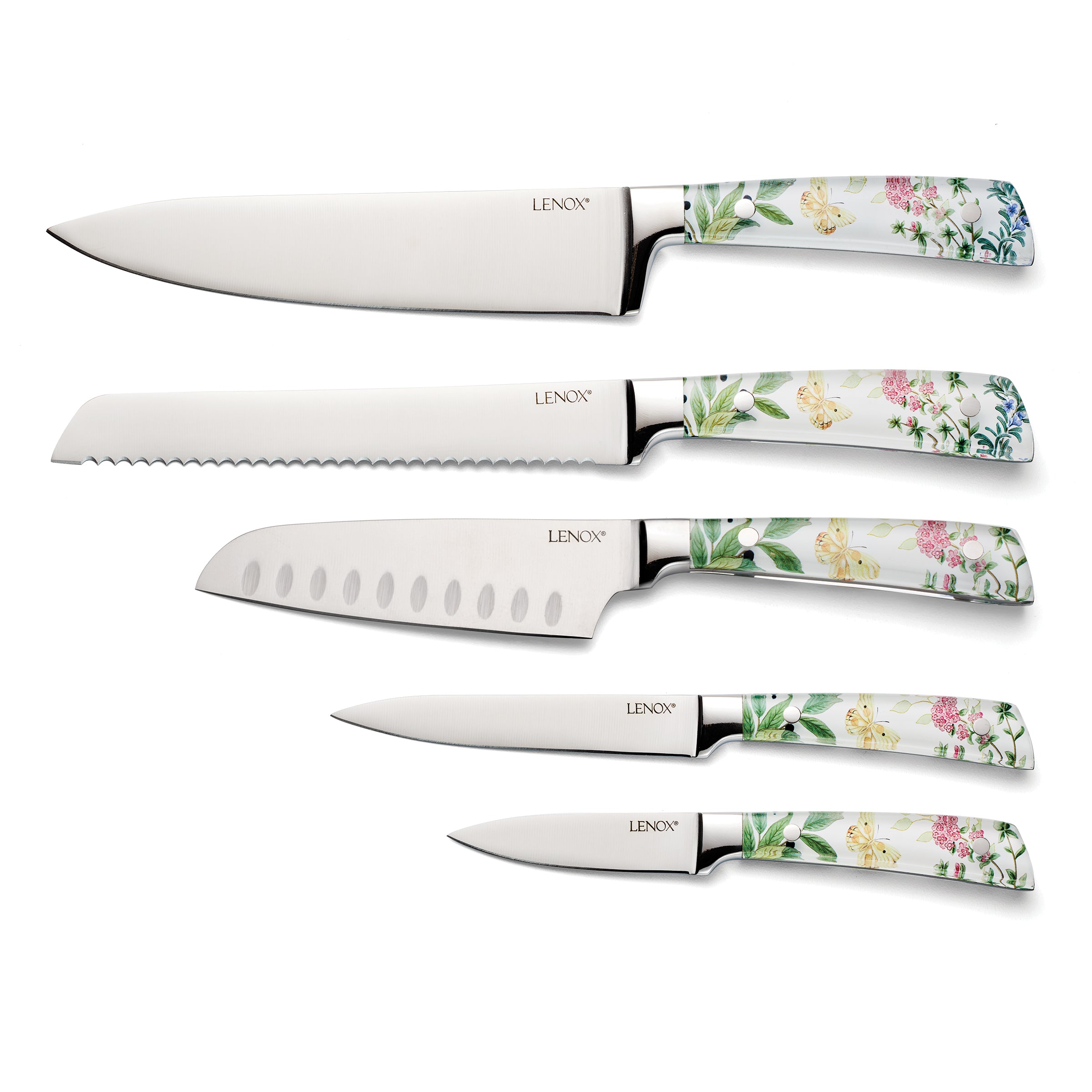 6-Piece Cutlery Block Set with Herbal Design | Butterfly Meadow