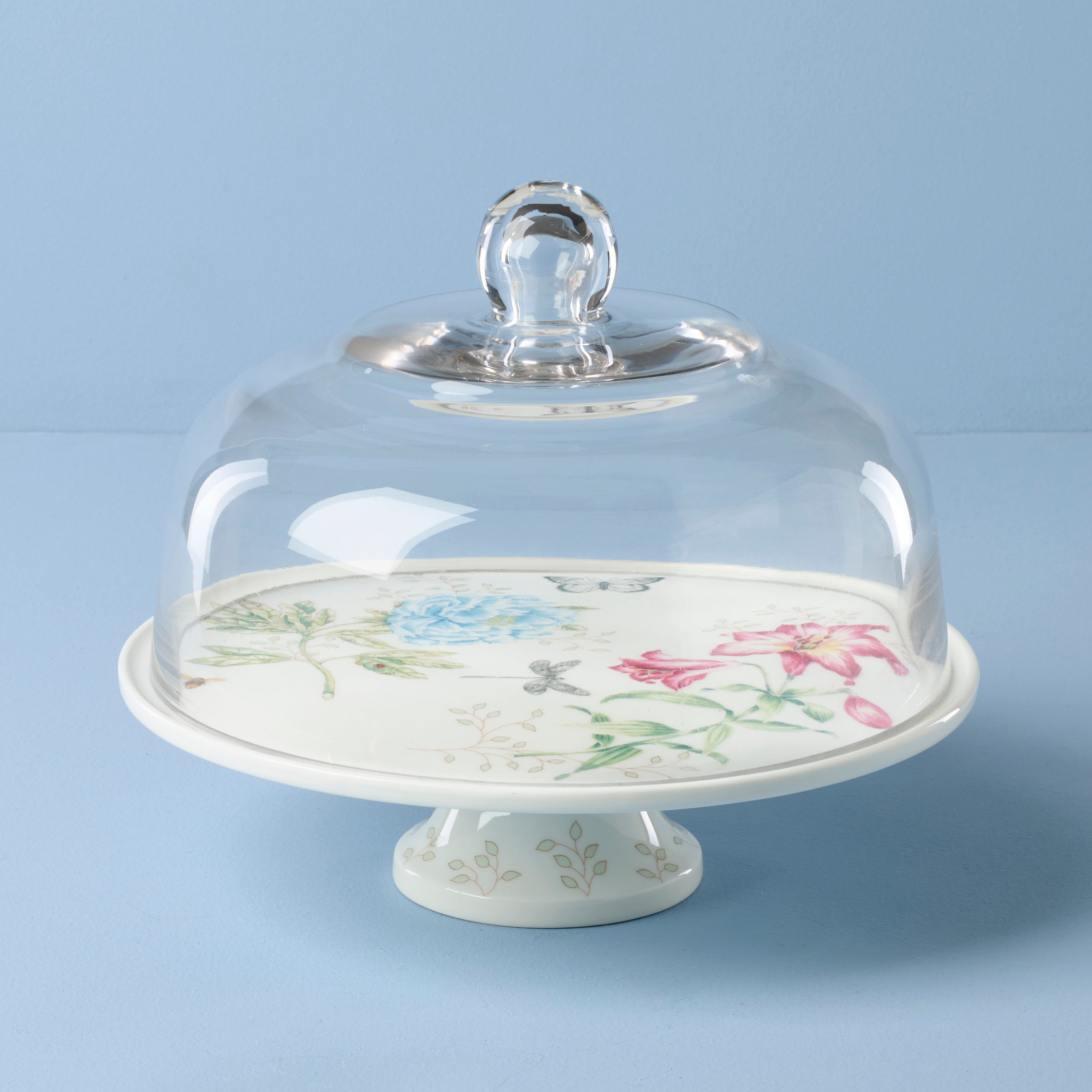 Butterfly Meadow Anniversary Cake Plate | Floral Design 25th Year
