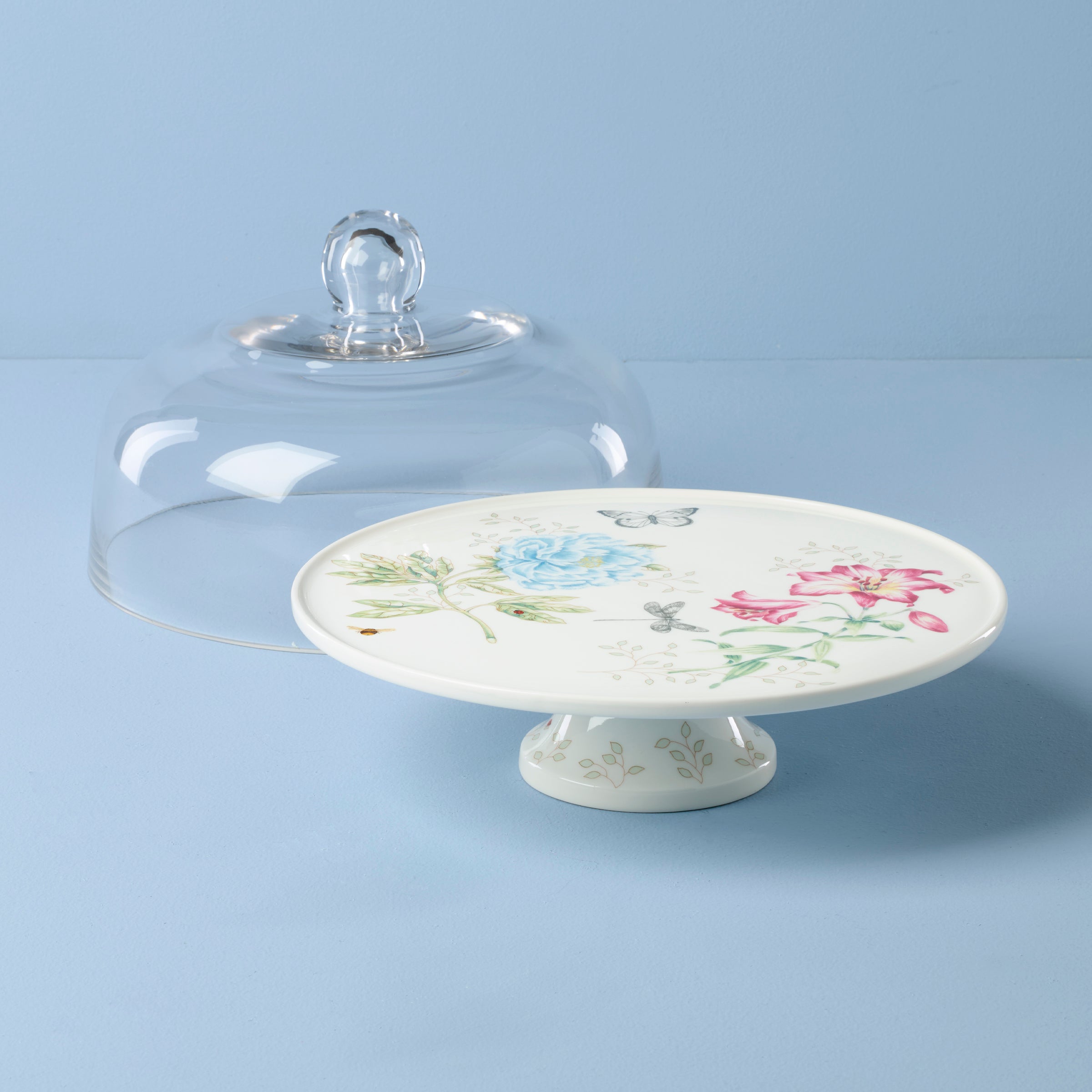 Butterfly Meadow Anniversary Cake Plate | Floral Design 25th Year