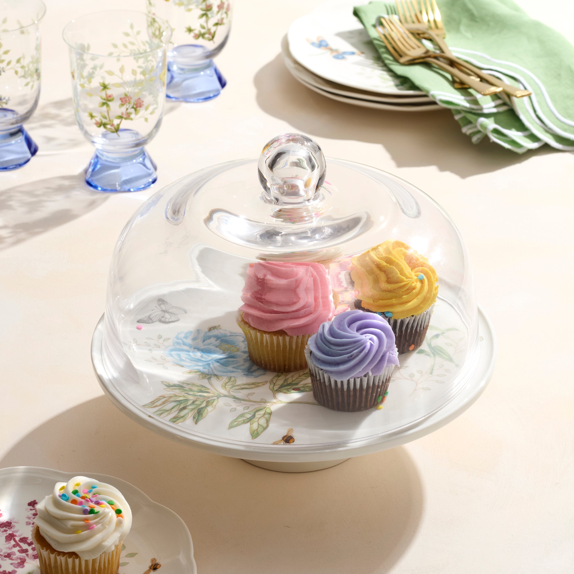Butterfly Meadow Anniversary Cake Plate | Floral Design 25th Year