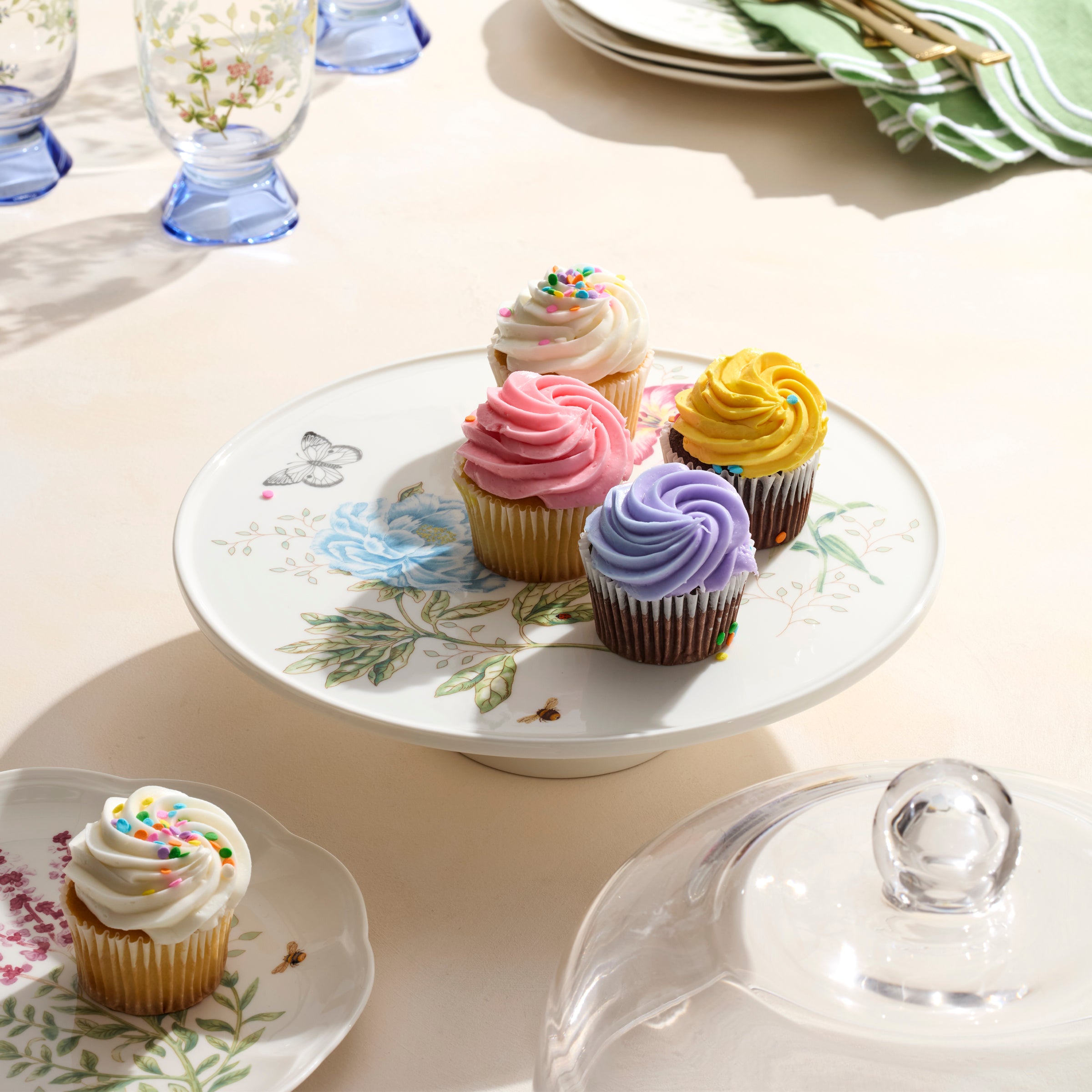 Butterfly Meadow Anniversary Cake Plate | Floral Design 25th Year