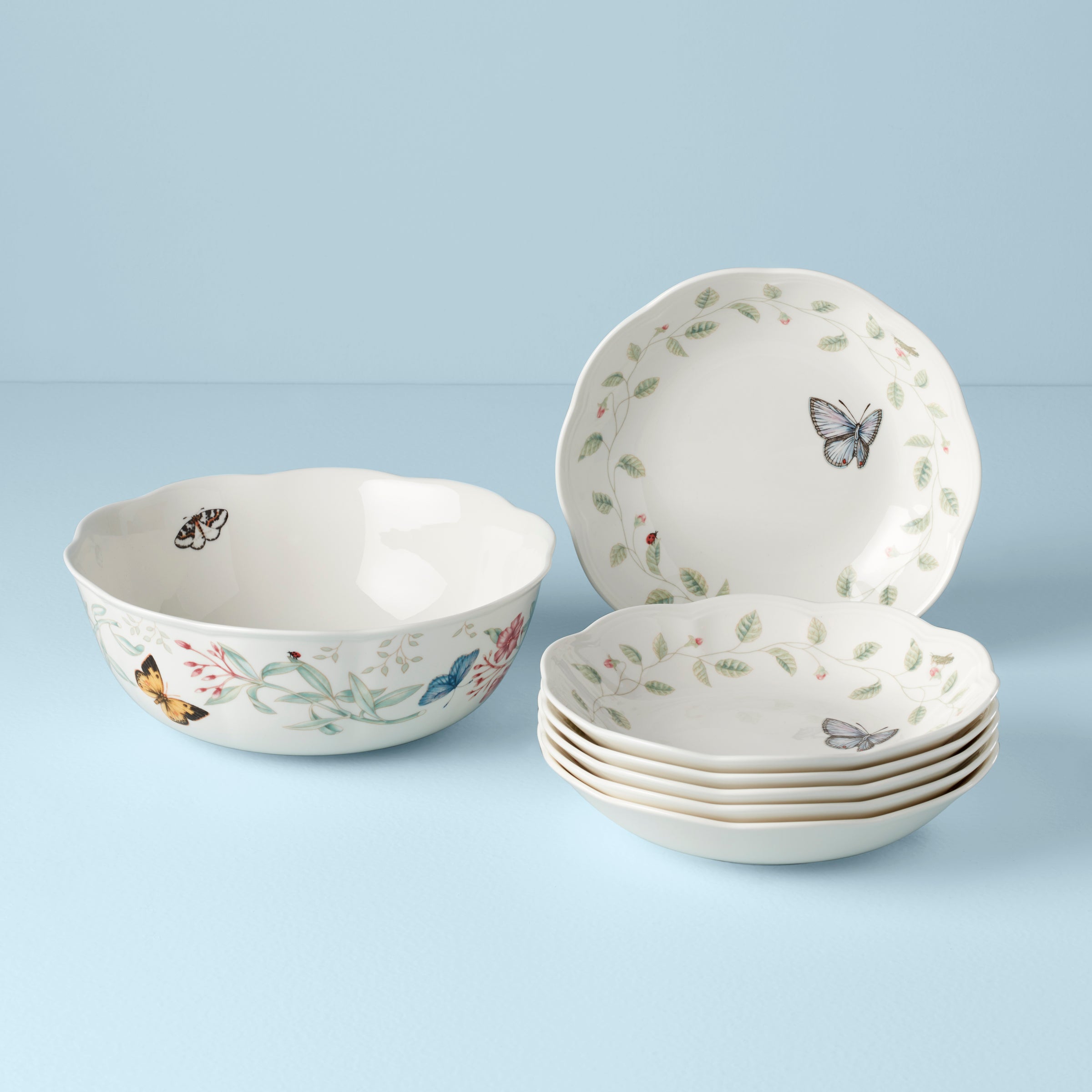 Ceramic Bowl Set with Floral & Butterfly Design | Lenox Butterfly Meadow