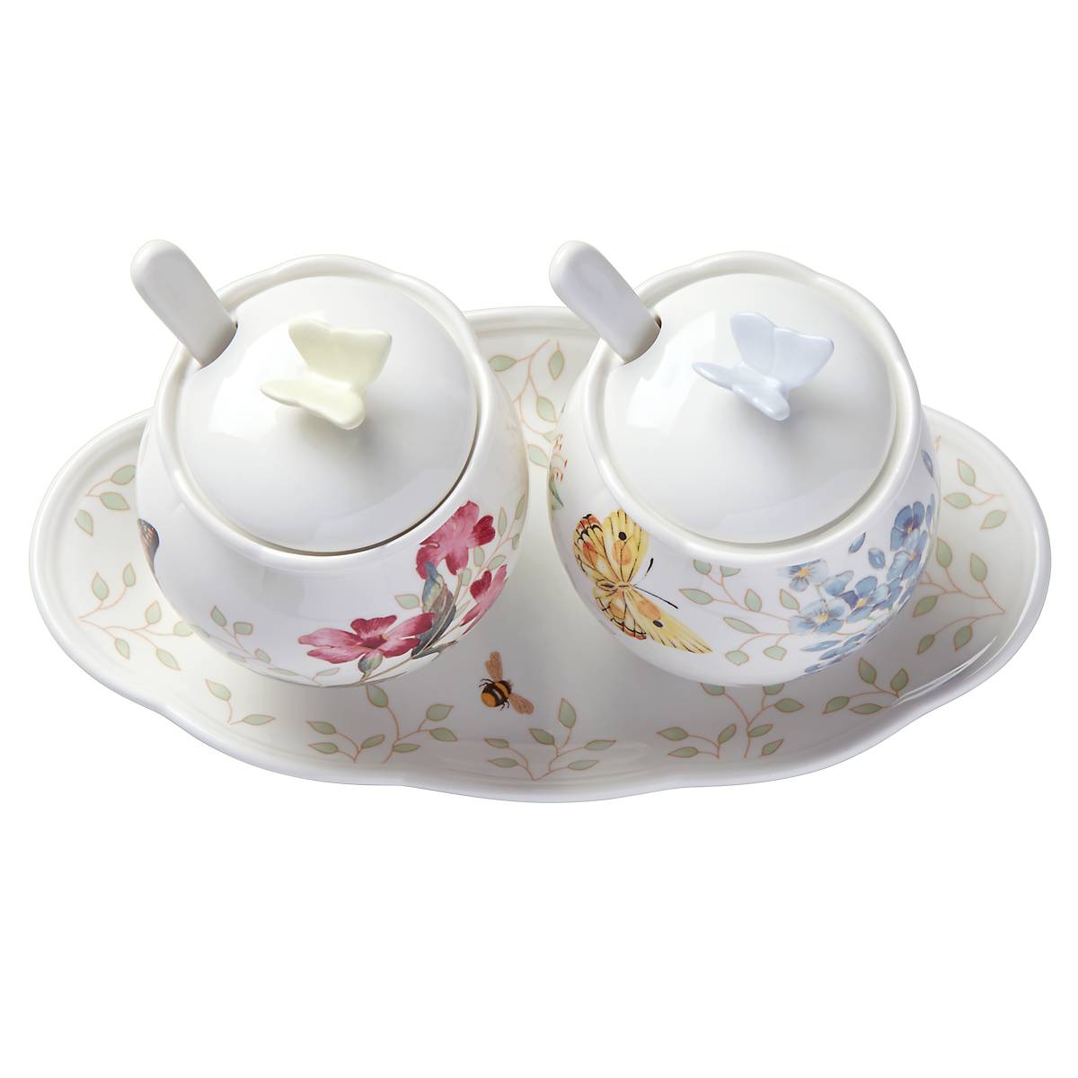 Butterfly Meadow Ceramic Condiment Set with Spoons & Lid | 5-Piece