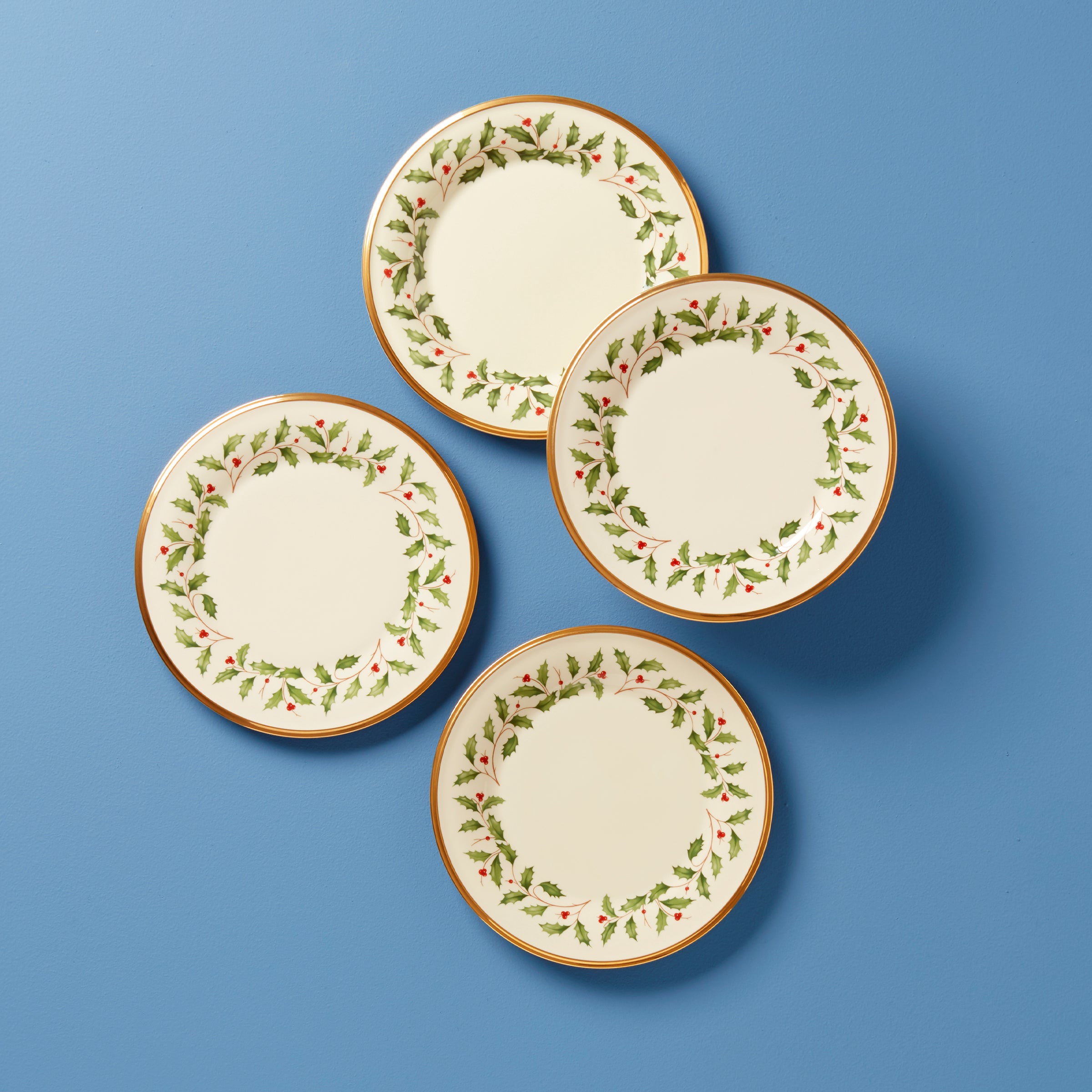 Holiday Salad Plates Set of 4 with Gold Trim | Lenox Porcelain