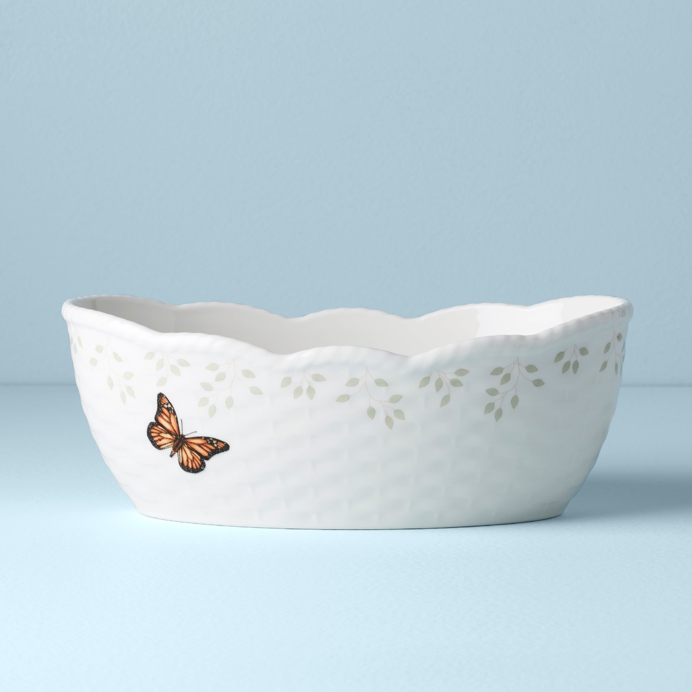 Scalloped Bread Basket with Butterfly Design | Butterfly Meadow